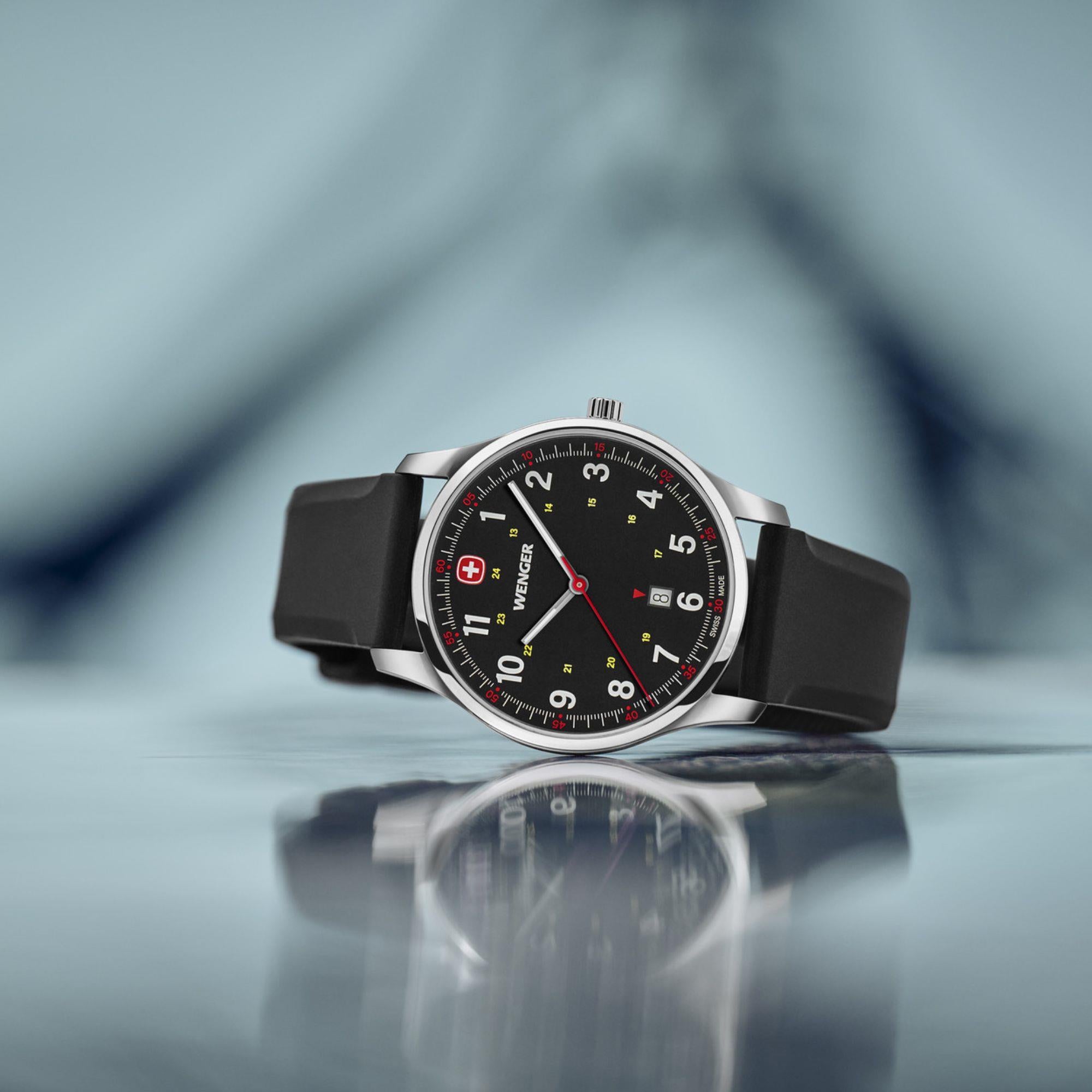 Wenger City Sport Black Dial Black Strap Men's Watch 01.1441.129