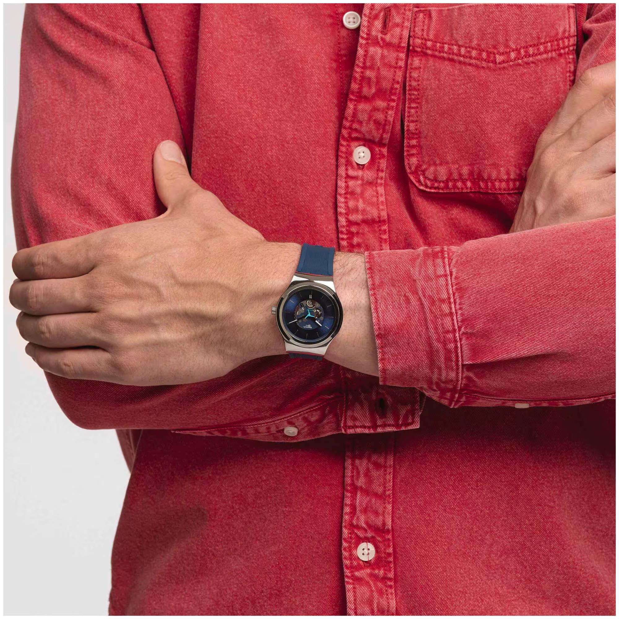 Bluerang Quartz Movement Blue Dial Rubber Bracelet Men's Watch YIS430