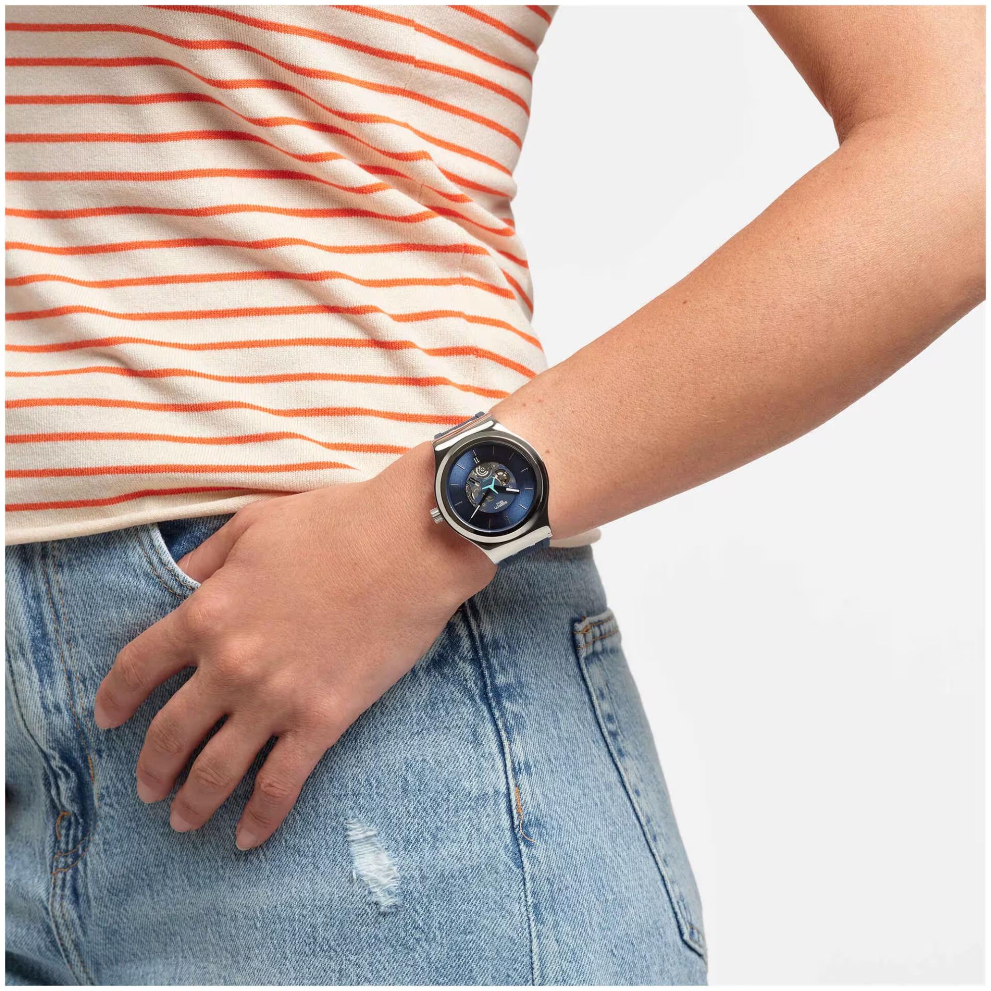 Bluerang Quartz Movement Blue Dial Rubber Bracelet Men's Watch YIS430