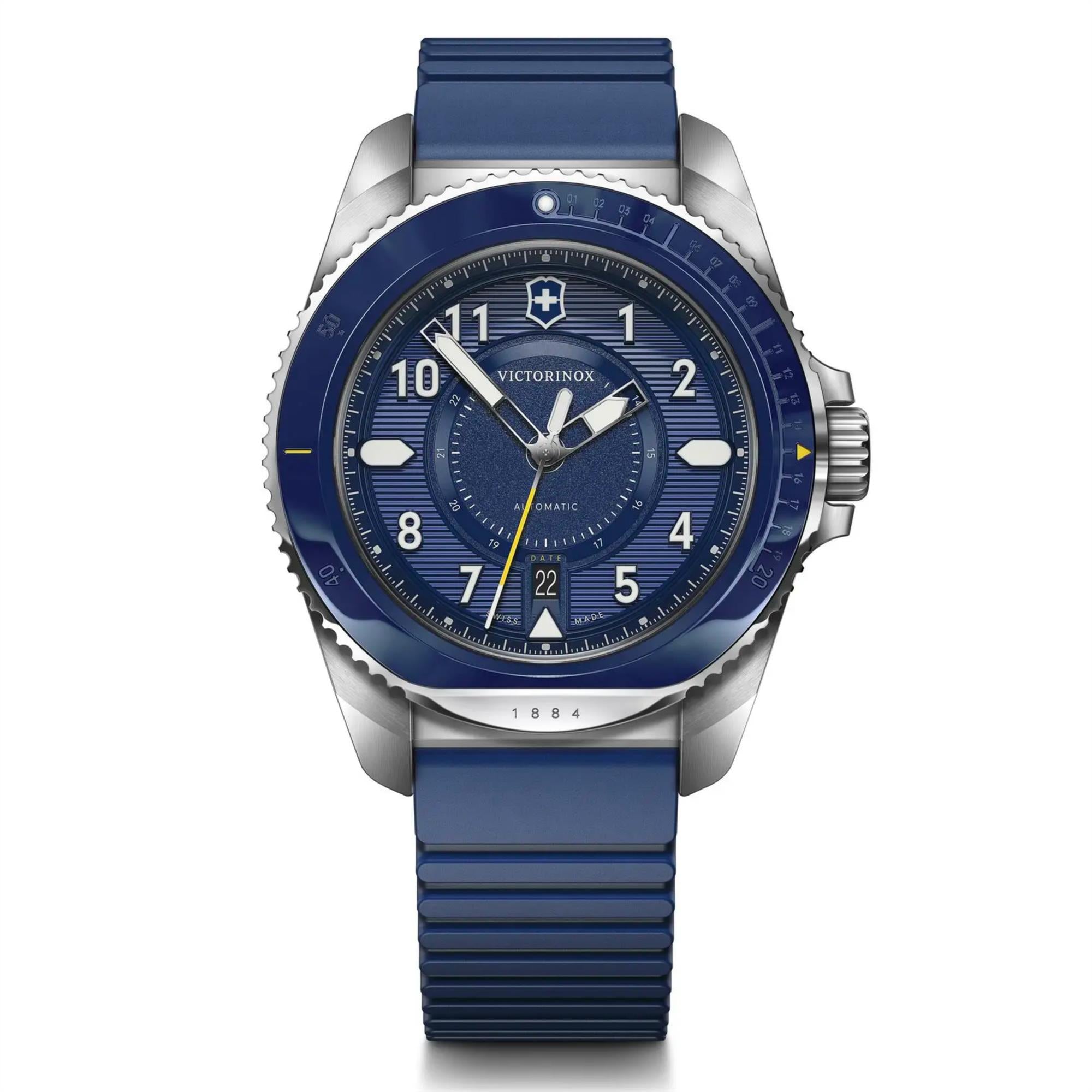 Victorinox Journey 1884 Automatic Blue Dial Wood Strap Men's Watch Set 241980.1