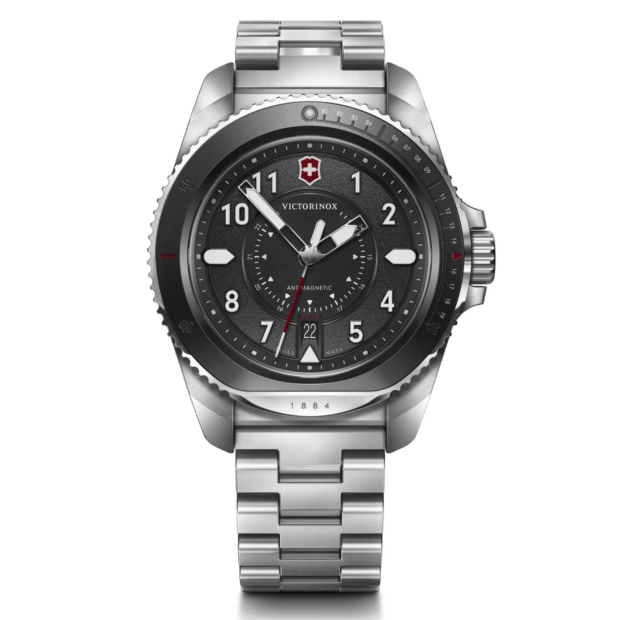 Victorinox Swiss Army Journey 1884 Black Dial Steel Strap Men's Watch 242009