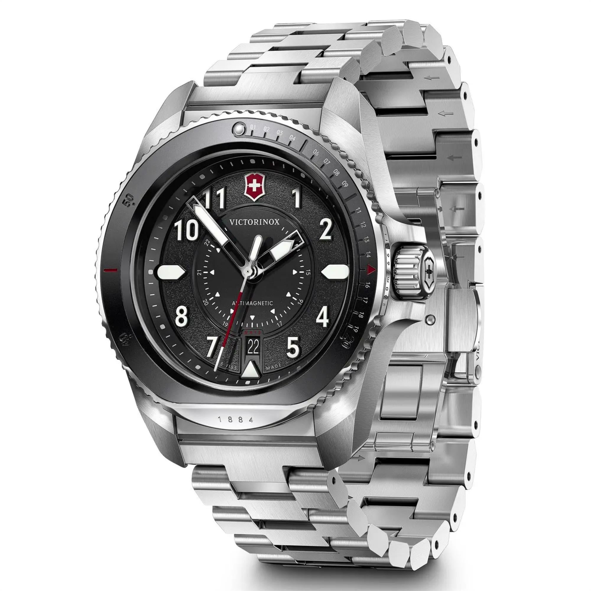 Victorinox Swiss Army Journey 1884 Black Dial Steel Strap Men's Watch 242009