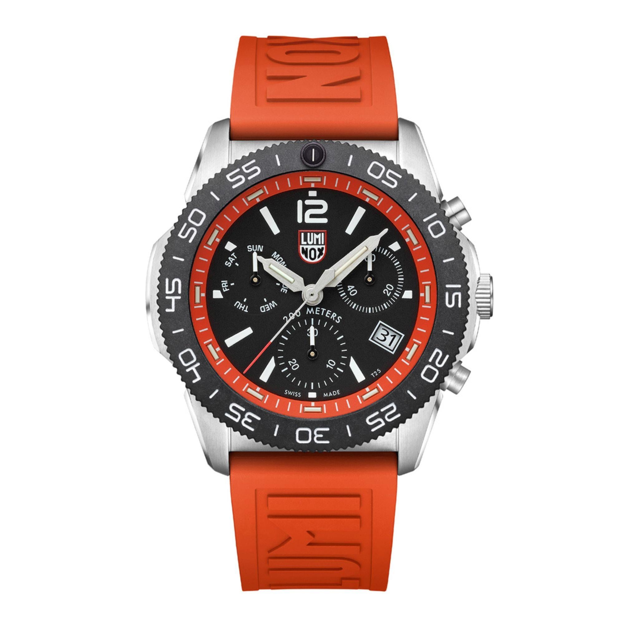 Luminox Pacific Diver Chronograph Orange Rubber Strap Black Dial Men's Watch XS.3149