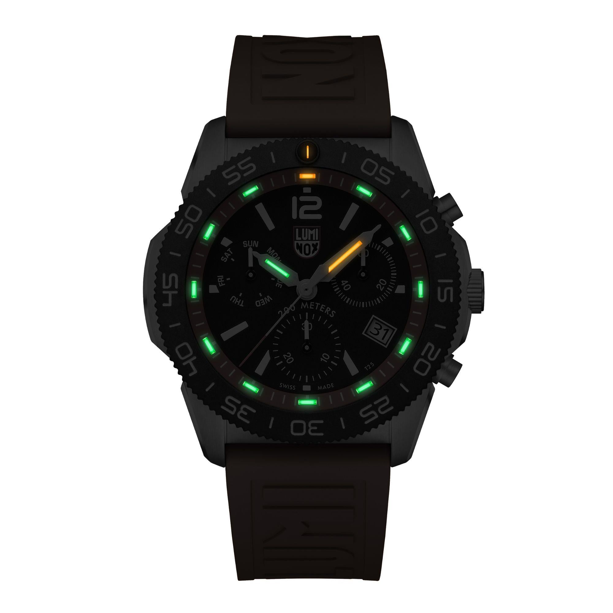 Luminox Pacific Diver Chronograph Orange Rubber Strap Black Dial Men's Watch XS.3149