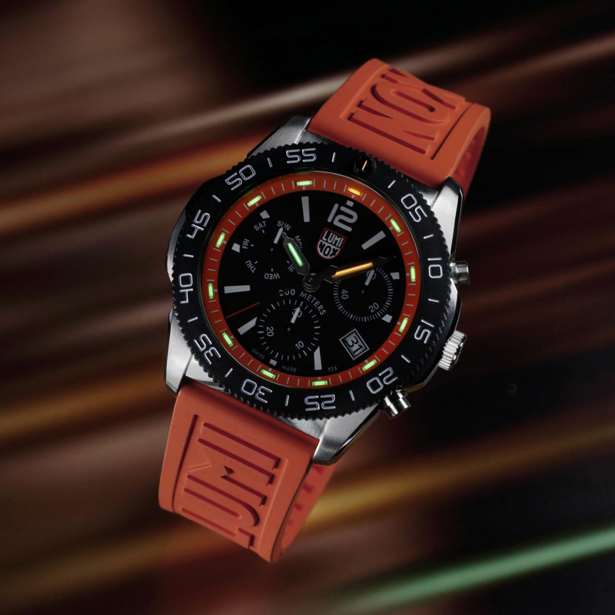 Luminox Pacific Diver Chronograph Orange Rubber Strap Black Dial Men's Watch XS.3149