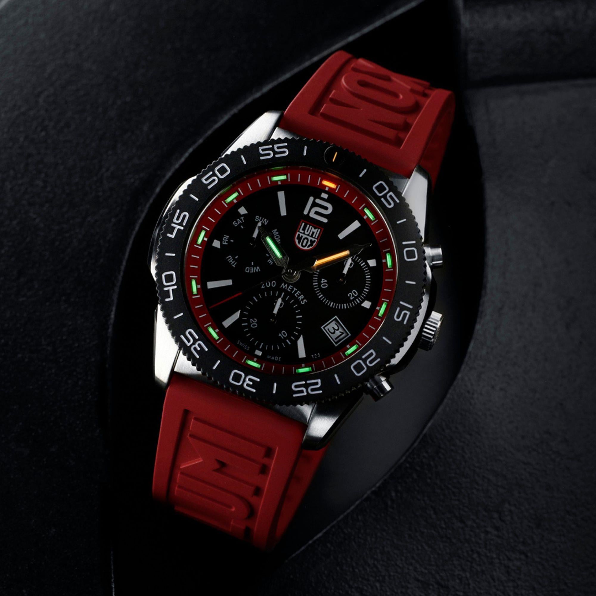 Luminox Pacific Diver Chronograph Red Rubber Strap Men's Watch XS.3155