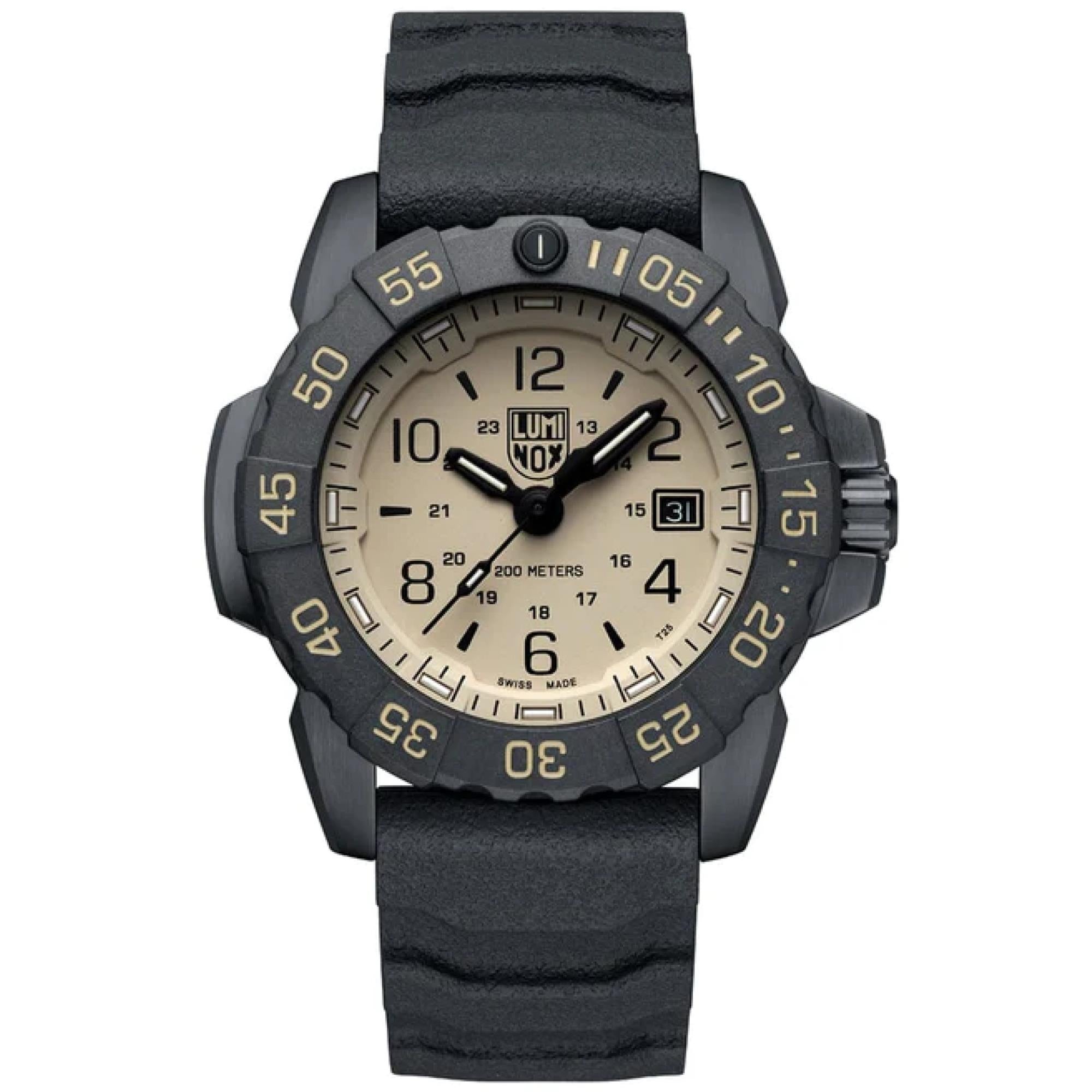 Luminox Navy Seal Foundation Special Edition Beige Dial Black Silicone Strap Men's Watch XS.3251CBNSFSET