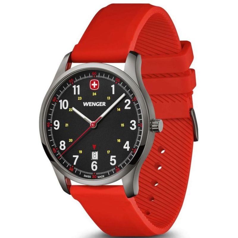 Wenger City Sports Quartz Black Dial & Red Rubber Strap 01.1441.130