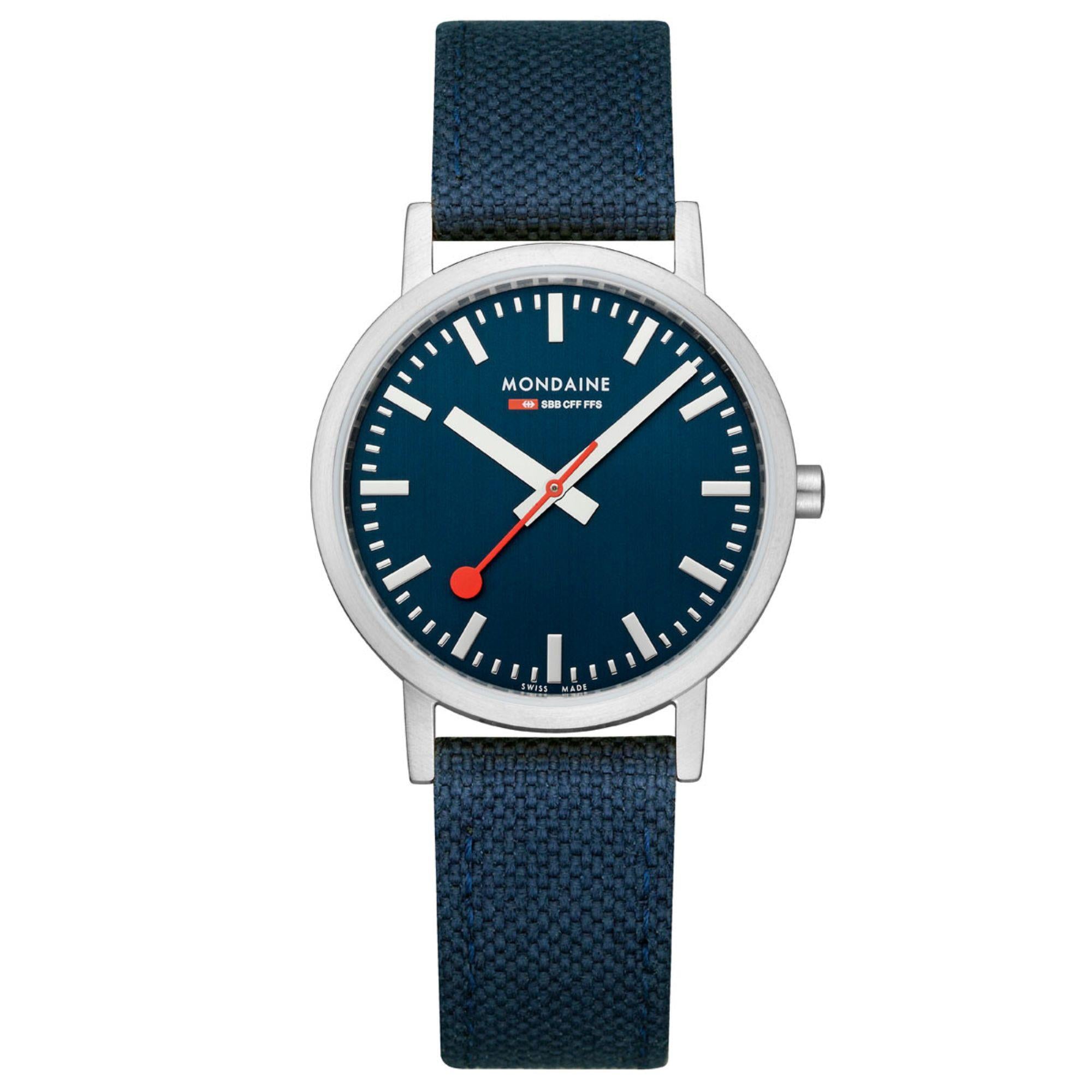 Mondaine Classic Deepest Blue Textile Strap Blue Dial Unisex Watch A660.30314.40SBD