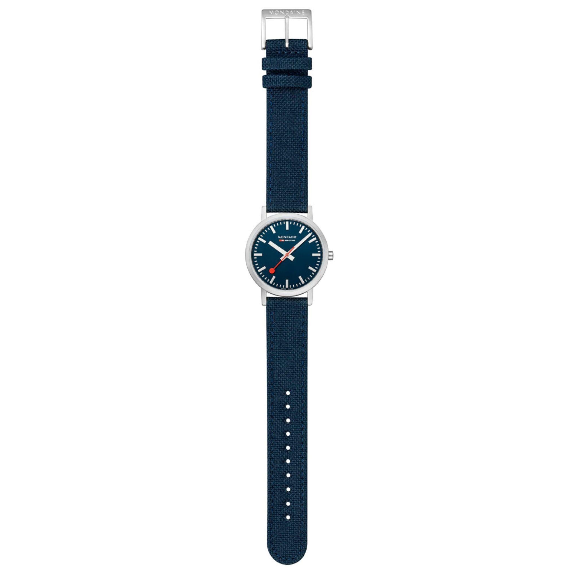 Mondaine Classic Deepest Blue Textile Strap Blue Dial Unisex Watch A660.30314.40SBD
