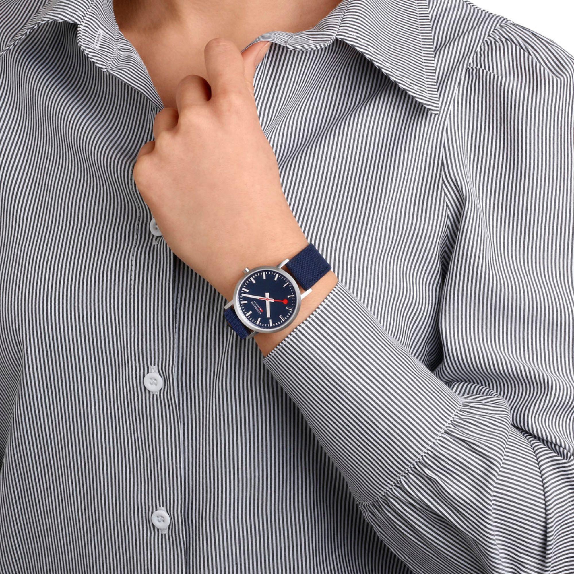 Mondaine Classic Deepest Blue Textile Strap Blue Dial Unisex Watch A660.30314.40SBD