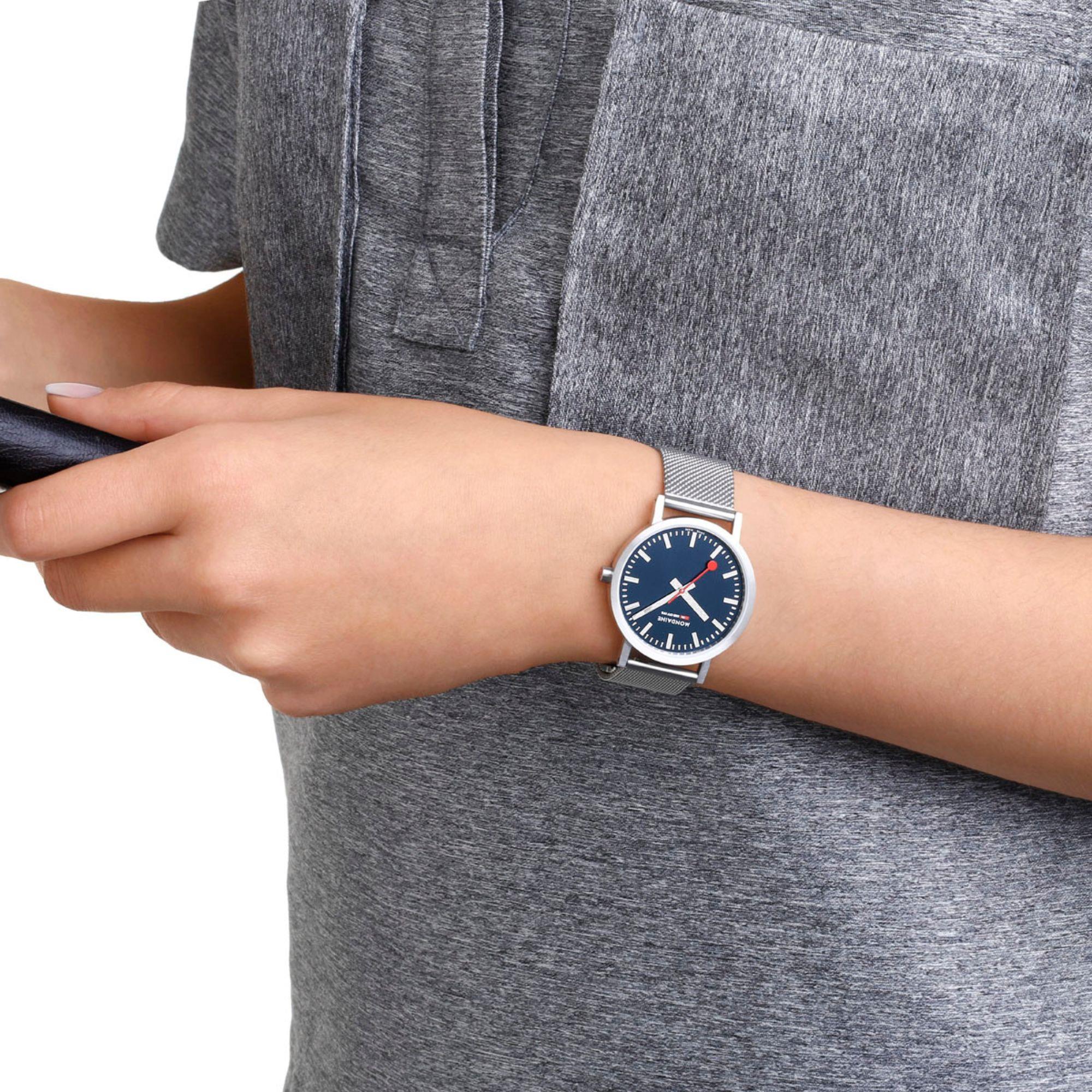 Mondaine Classic Deep Ocean Blue Dial Mesh Bracelet Unisex Watch A660.30314.40SBJ