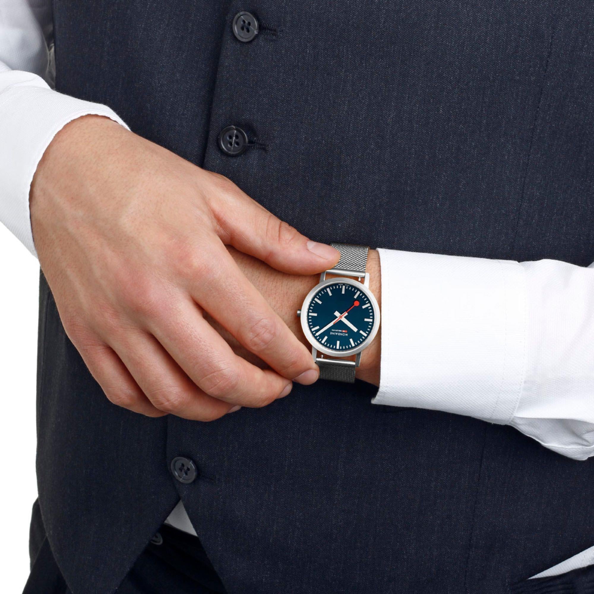 Mondaine Classic Deep Ocean Blue Dial Mesh Bracelet Unisex Watch A660.30314.40SBJ