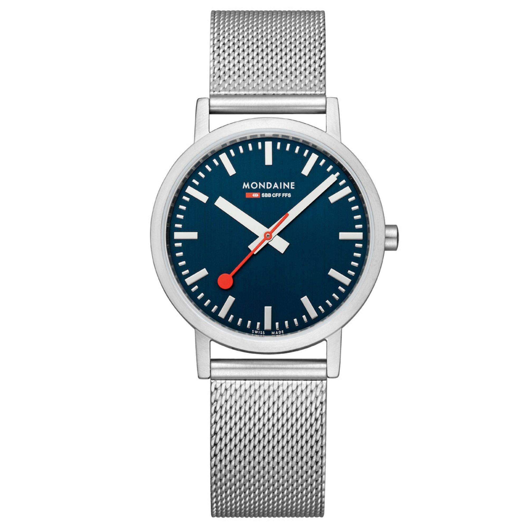 Mondaine Classic Deep Ocean Blue Dial Mesh Bracelet Unisex Watch A660.30314.40SBJ