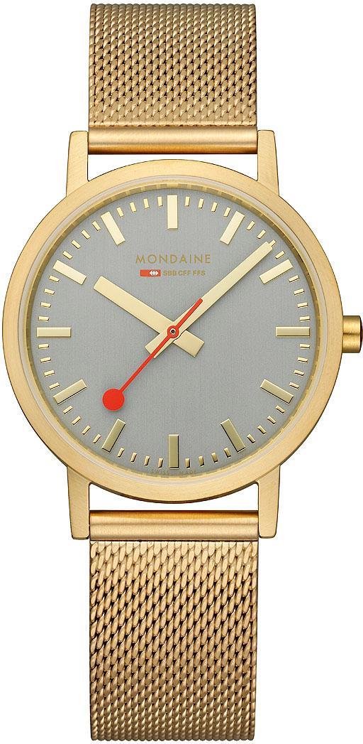 Mondaine Classic Good Gray IP Gold Mesh Bracelet Unisex Watch A660.30314.80SBM