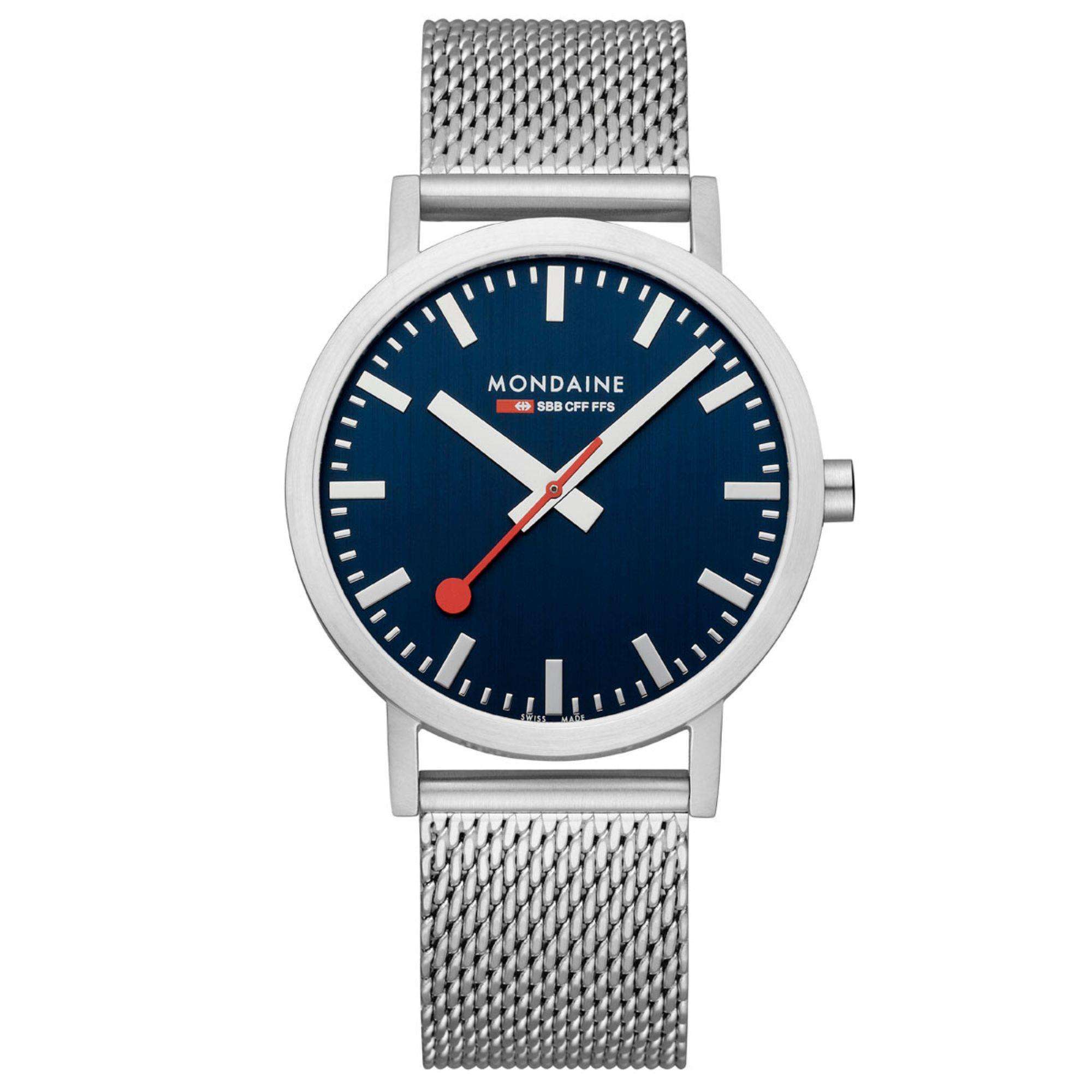 Mondaine Classic Blue Dial Mesh Strap Unisex Watch A660.30360.40SBJ