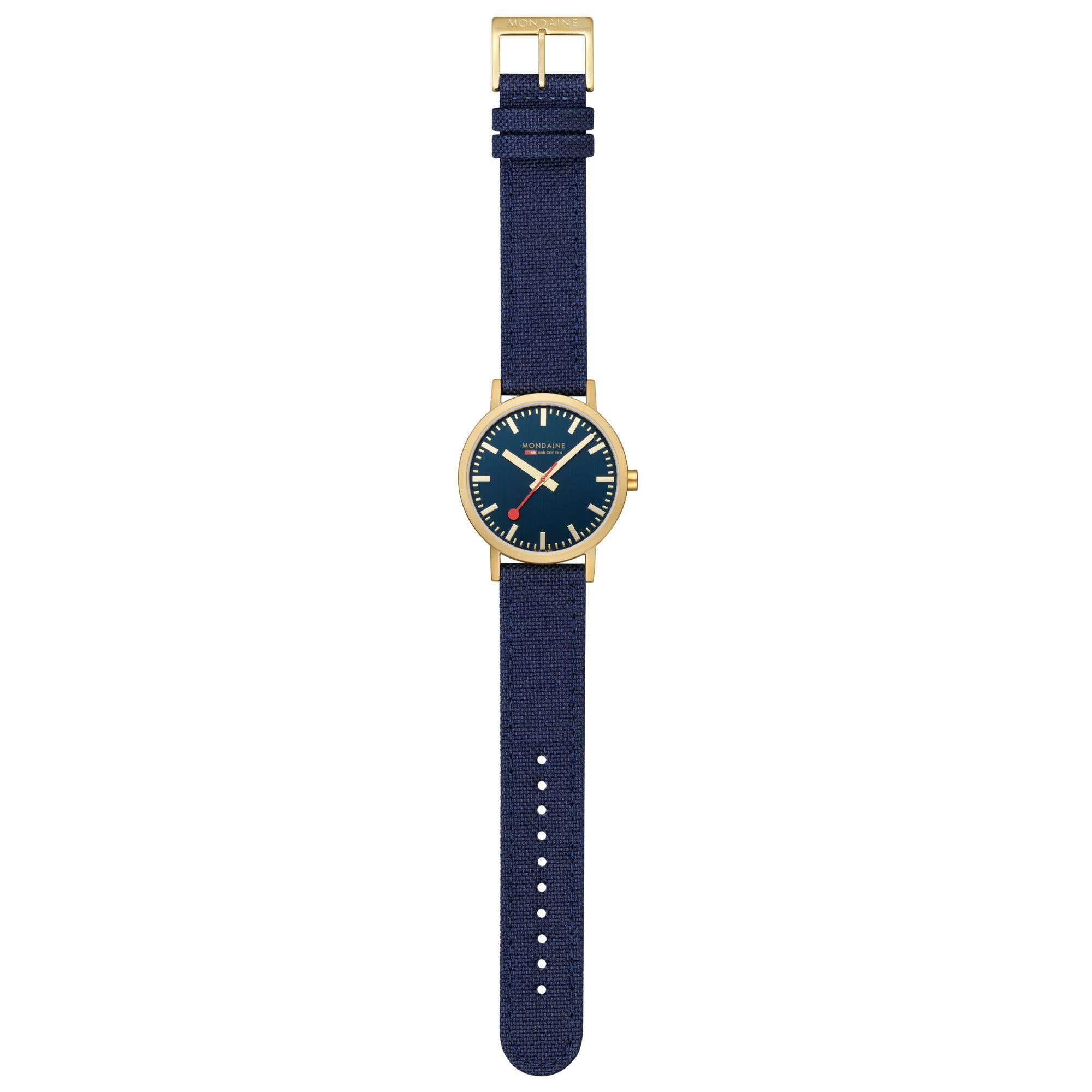 Mondaine Classic Deep Ocean Blue Gold Case Unisex Watch A660.30360.40SBQ