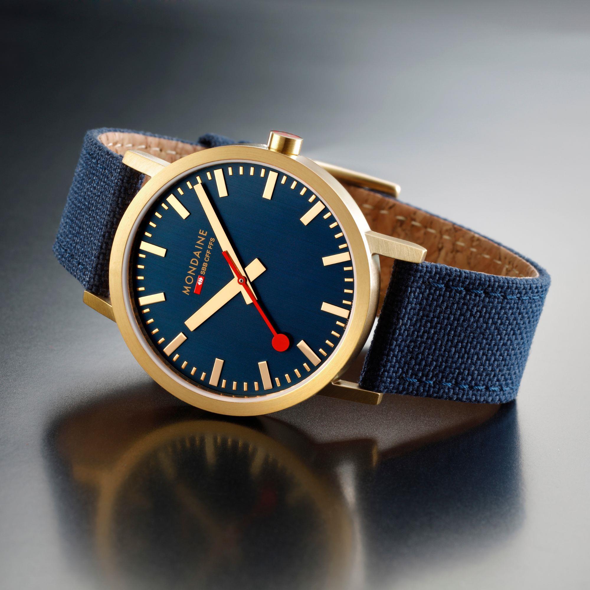Mondaine Classic Deep Ocean Blue Gold Case Unisex Watch A660.30360.40SBQ