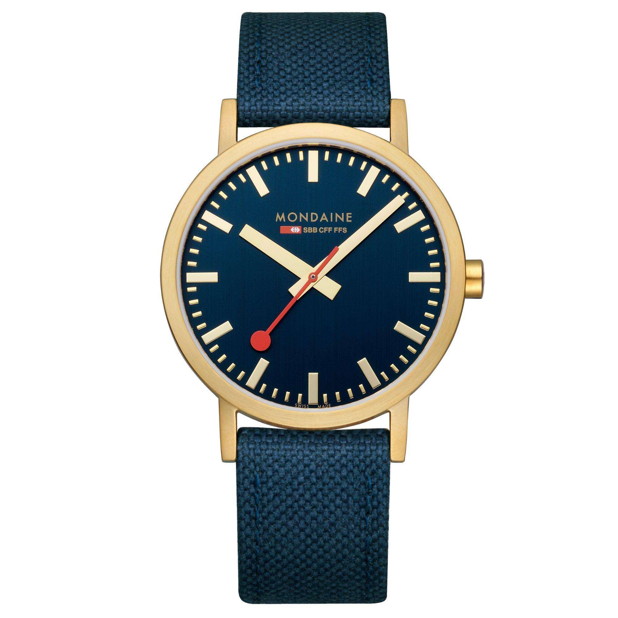 Mondaine Classic Deep Ocean Blue Gold Case Unisex Watch A660.30360.40SBQ