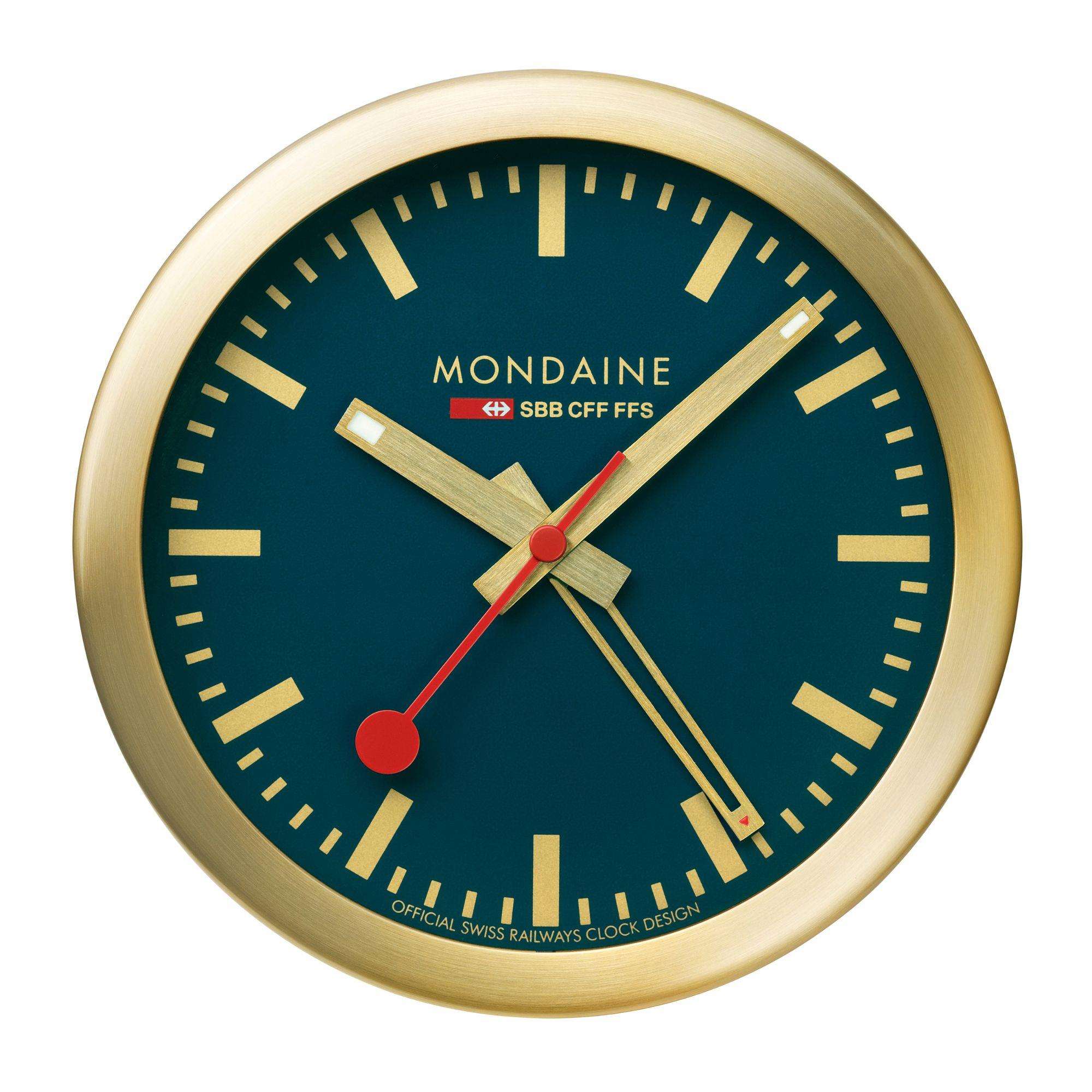 Mondaine Gold-Tone Case Deep Ocean Blue Table and Alarm Clock Blue Dial A997.MCAL.46SBG
