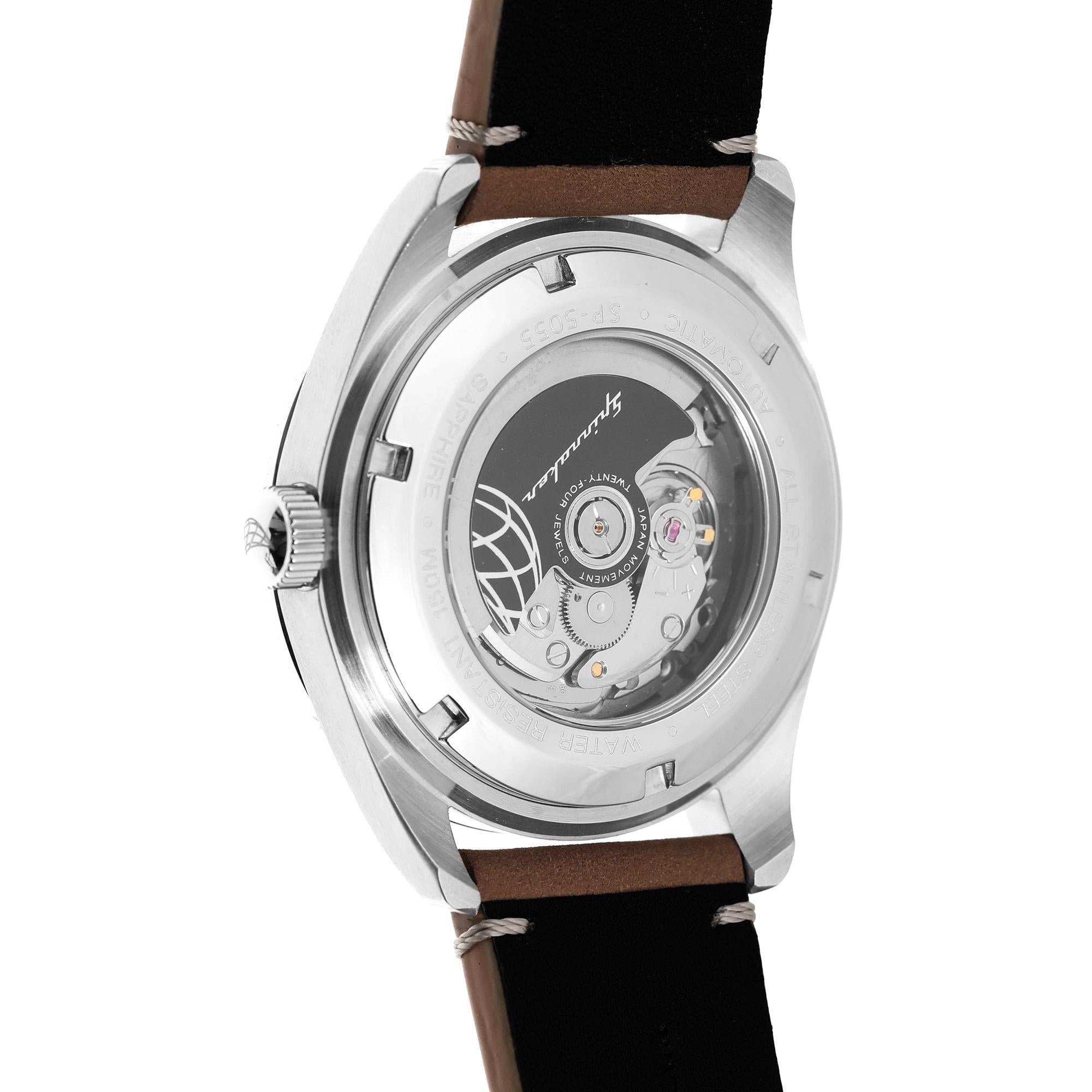 Spinnaker Fleuss Lumber Black Brown Leather Strap Mens Watch SP-5055-01