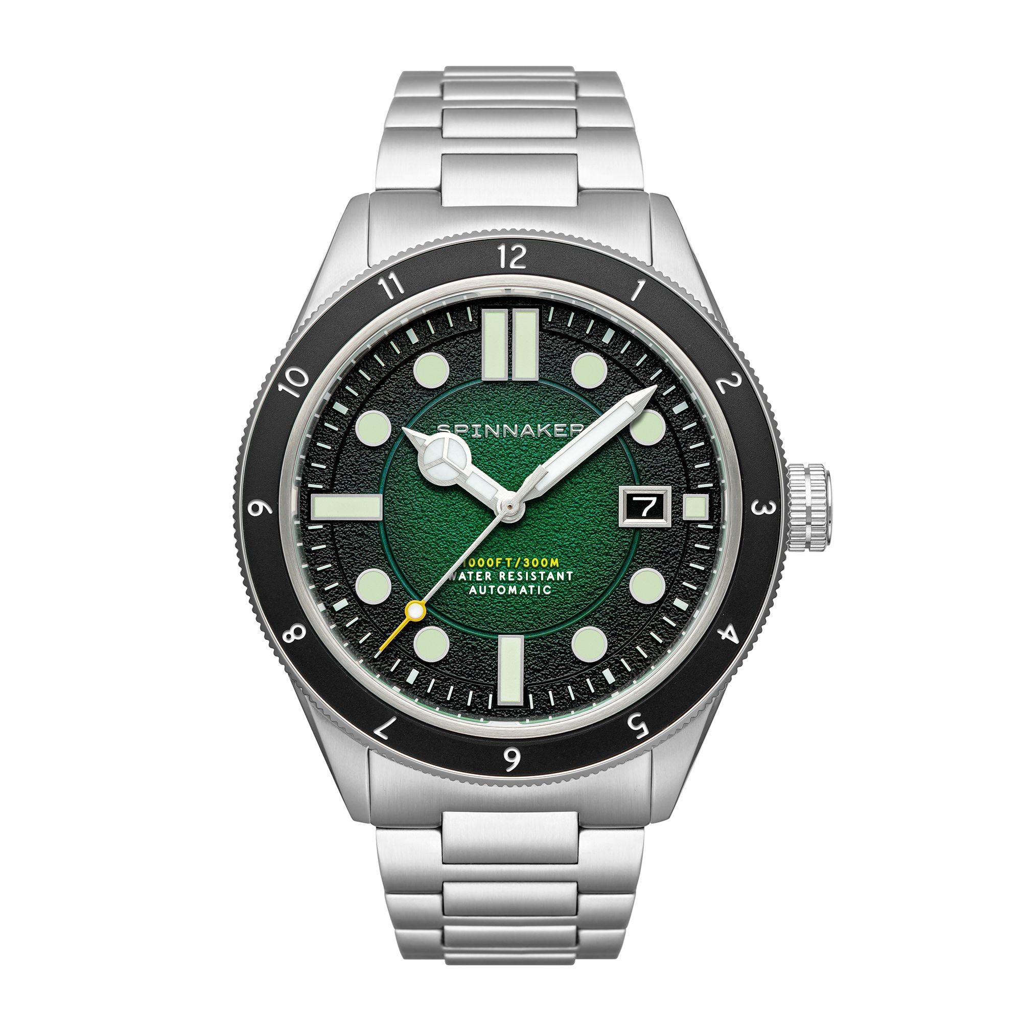 Spinnaker Cahill 300 Stone Green Dial Stainless Steel Bracelet Mens Watch SP-5096-33