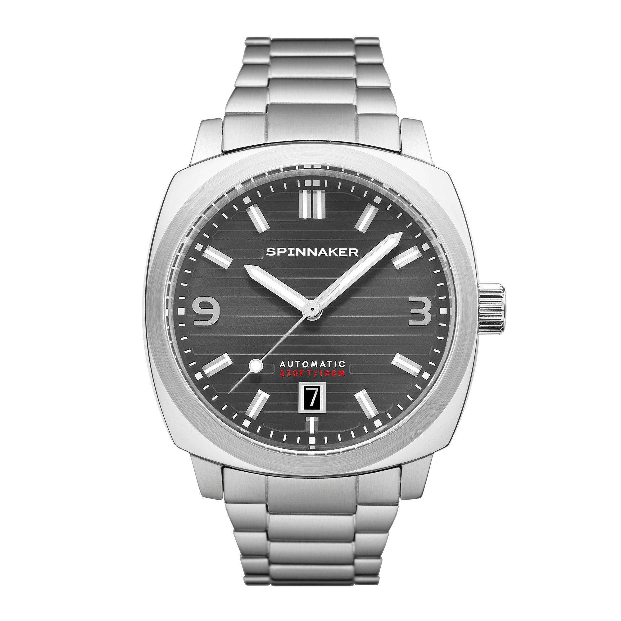 Spinnaker Hull Riviera Smoke Grey Dial Stainless Steel Bracelet Men's Watch SP-5073-11