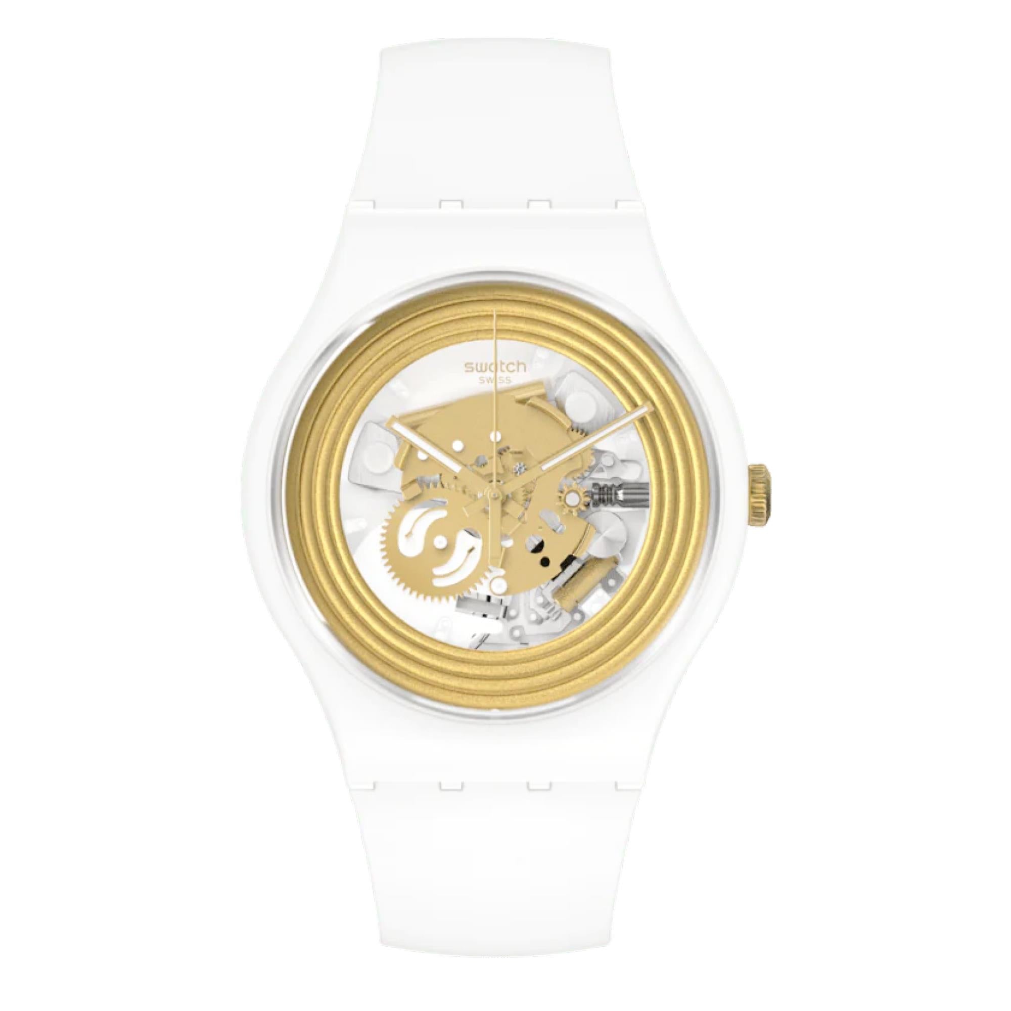 Swatch New Gent 'Golden Rings White' Quartz Watch SO29W107