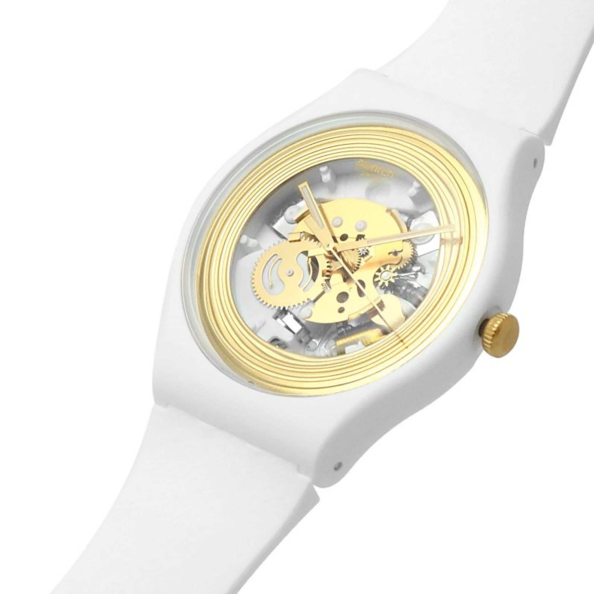 Swatch New Gent 'Golden Rings White' Quartz Watch SO29W107