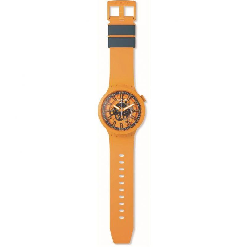 Swatch Fresh Orange Skeleton Dial & Orange Strap Unisex Watch SB01O101