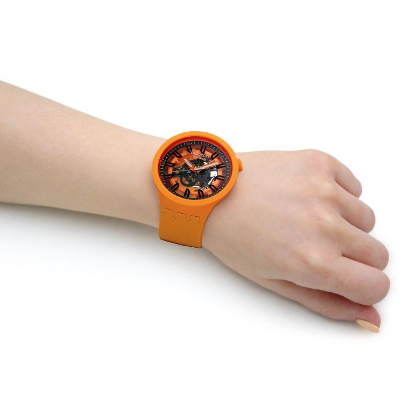 Swatch Fresh Orange Skeleton Dial & Orange Strap Unisex Watch SB01O101