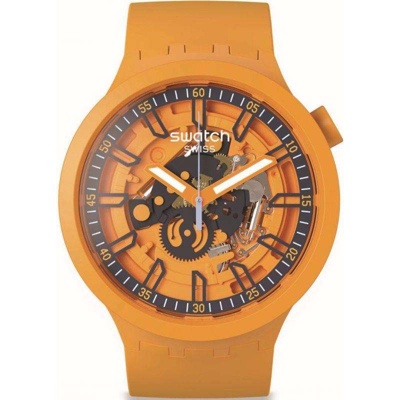 Swatch Fresh Orange Skeleton Dial & Orange Strap Unisex Watch SB01O101
