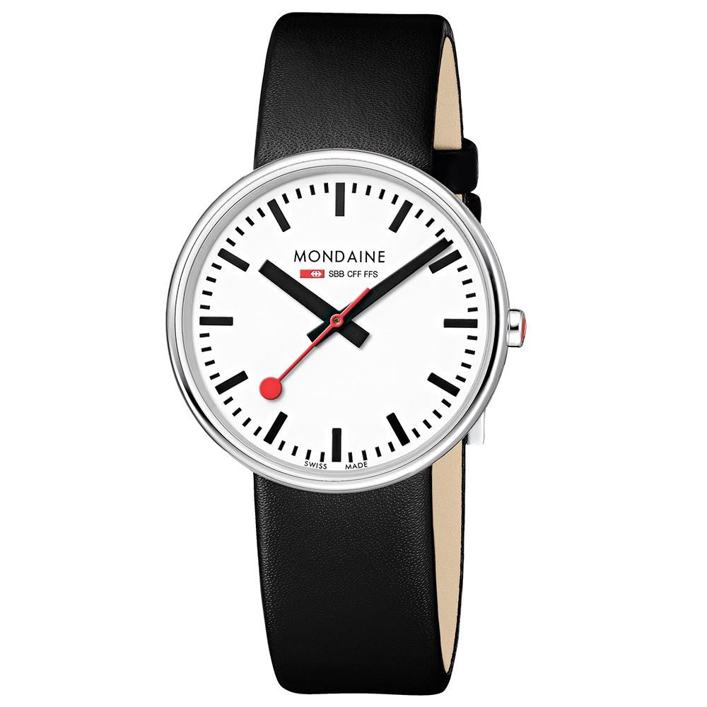 Mondaine Mini Giant Quartz White Dial Black Leather Strap Watch MSX.3511B.LB RRP £229