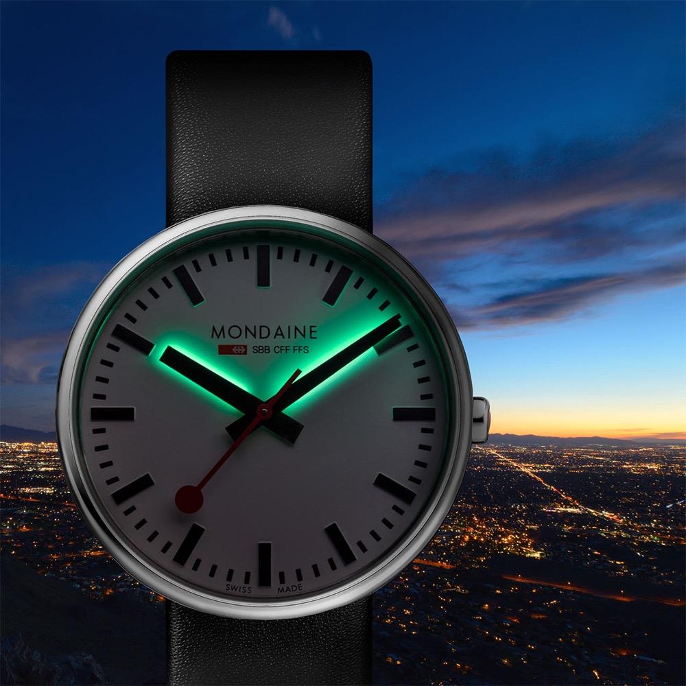 Mondaine Mini Giant Quartz White Dial Black Leather Strap Watch MSX.3511B.LB RRP £229