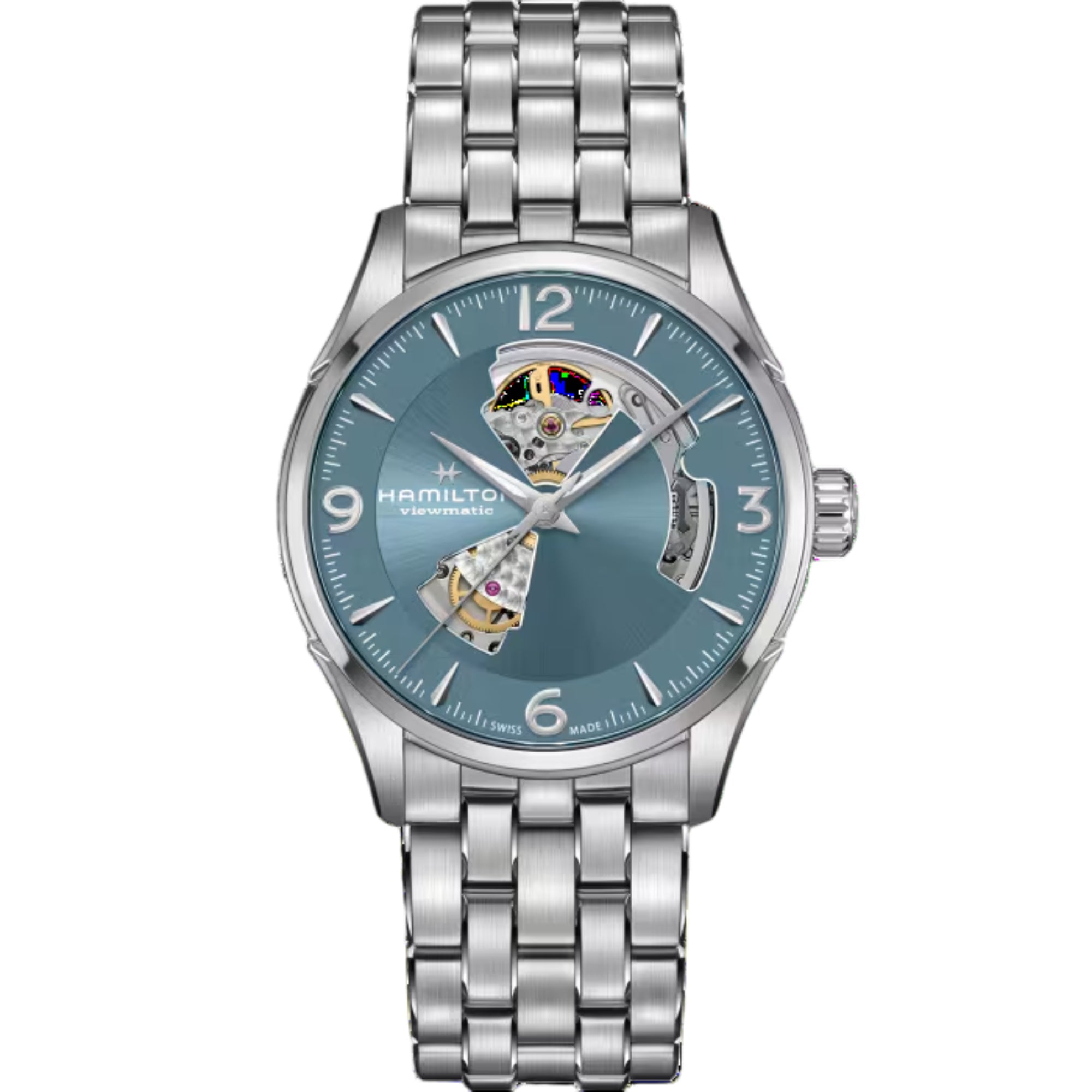 Hamilton Jazzmaster Open Heart Automatic Blue Dial Steel Strap Men's Watch H32705142