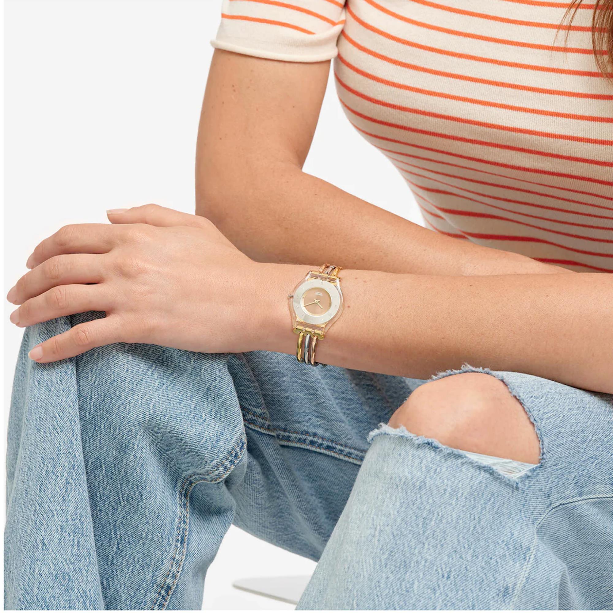Swatch Skin Class Tri-Gold Quartz Ladies Watch SS08K101B