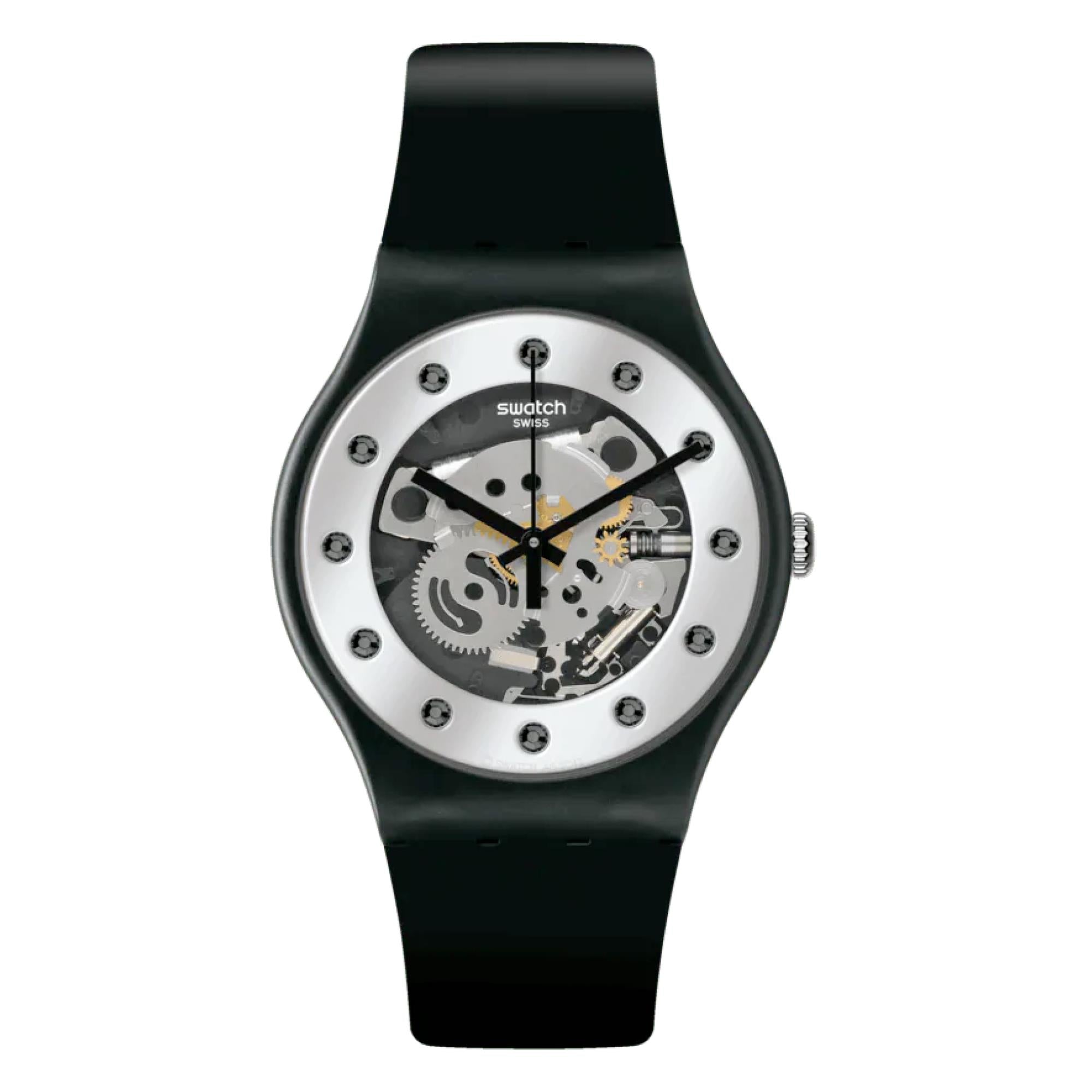 Swatch New Gent 'Silver Glam Again' Quartz Silver Dial Unisex Watch SO29B109