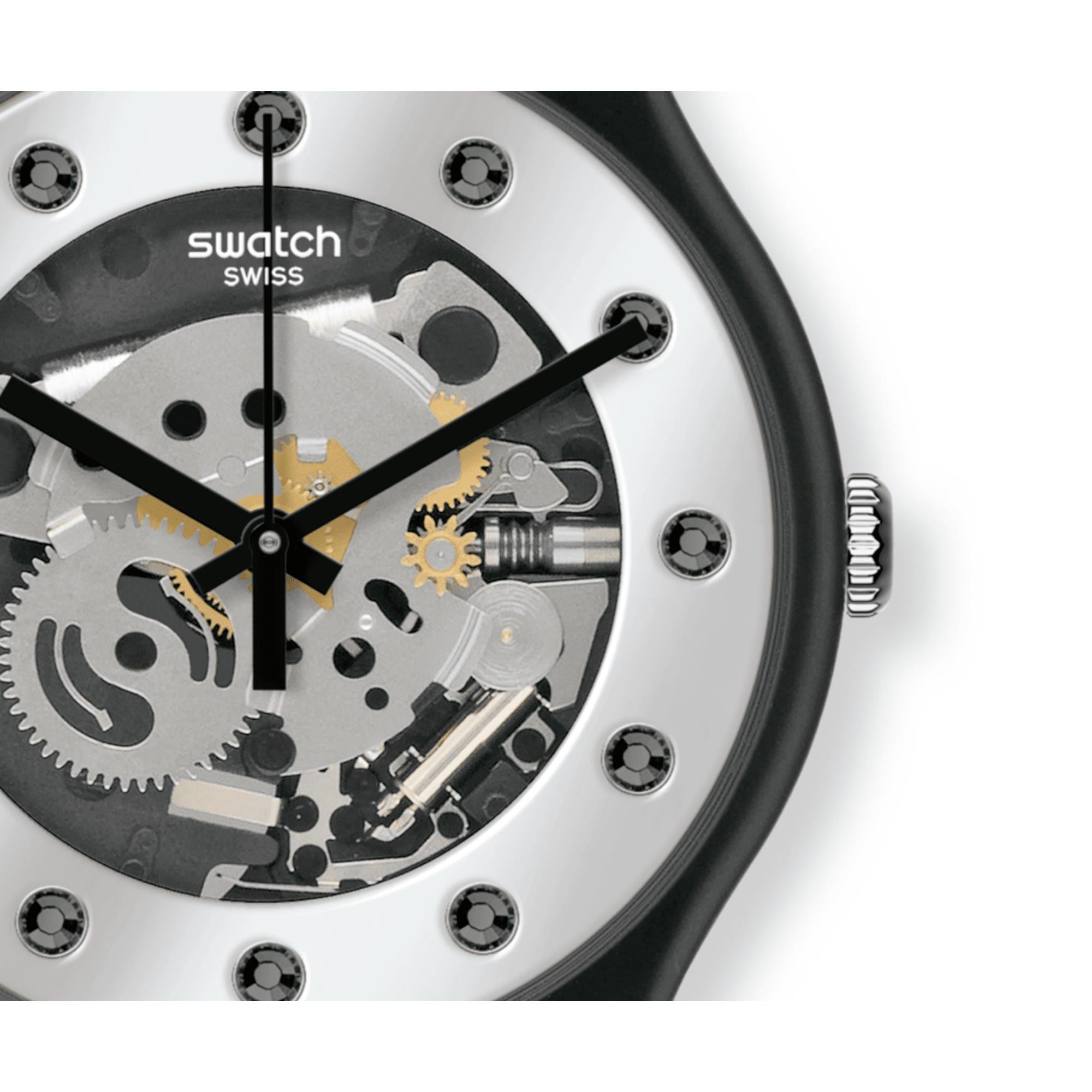 Swatch New Gent 'Silver Glam Again' Quartz Silver Dial Unisex Watch SO29B109