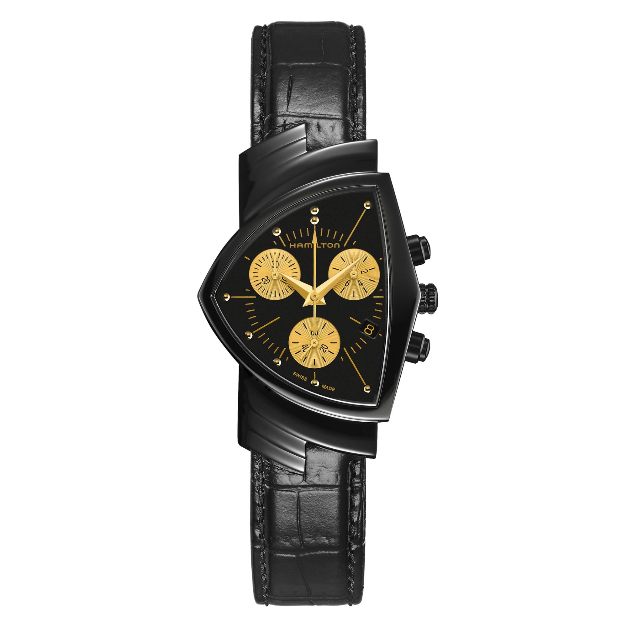 Hamilton Ventura Special Edition Black Gold Quartz Chronograph Black Dial Men's Watch H24402730