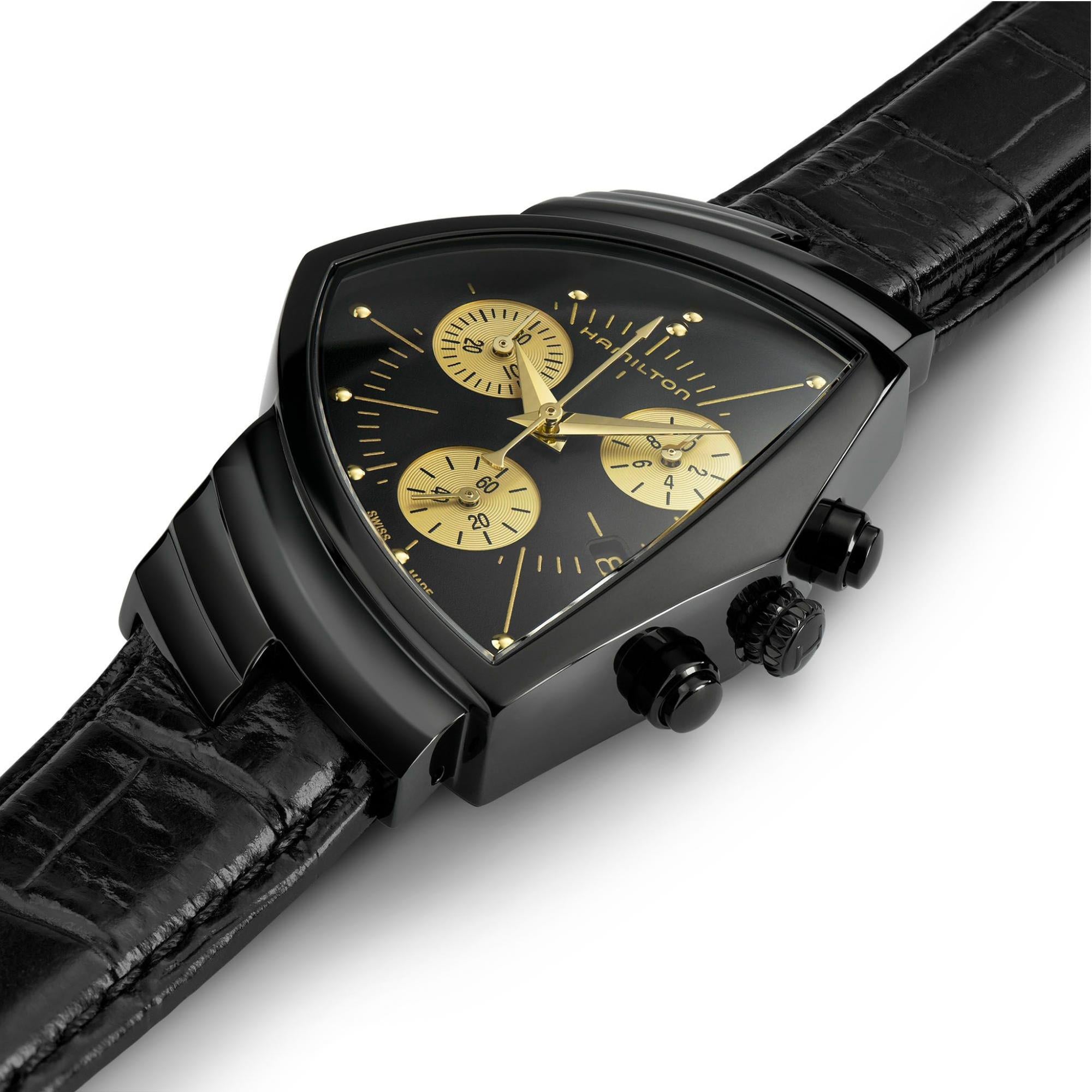 Hamilton Ventura Special Edition Black Gold Quartz Chronograph Black Dial Men's Watch H24402730