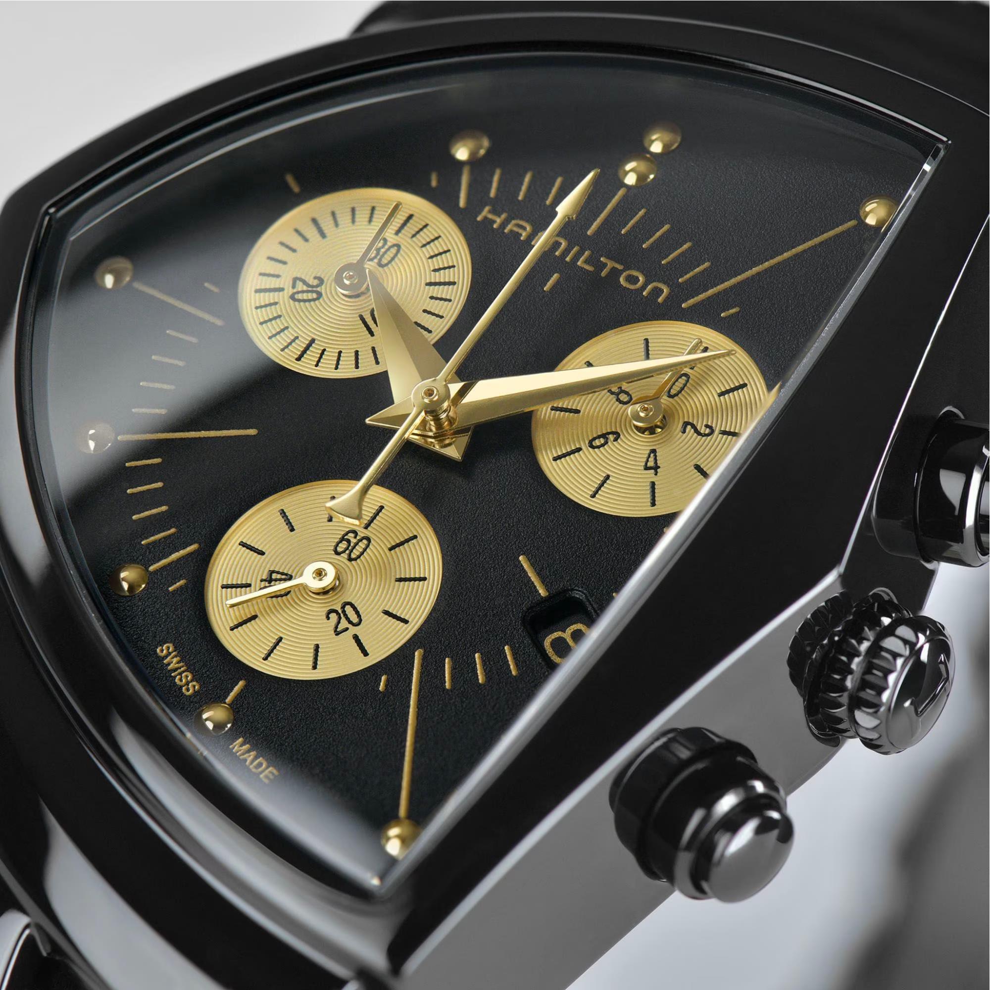 Hamilton Ventura Special Edition Black Gold Quartz Chronograph Black Dial Men's Watch H24402730
