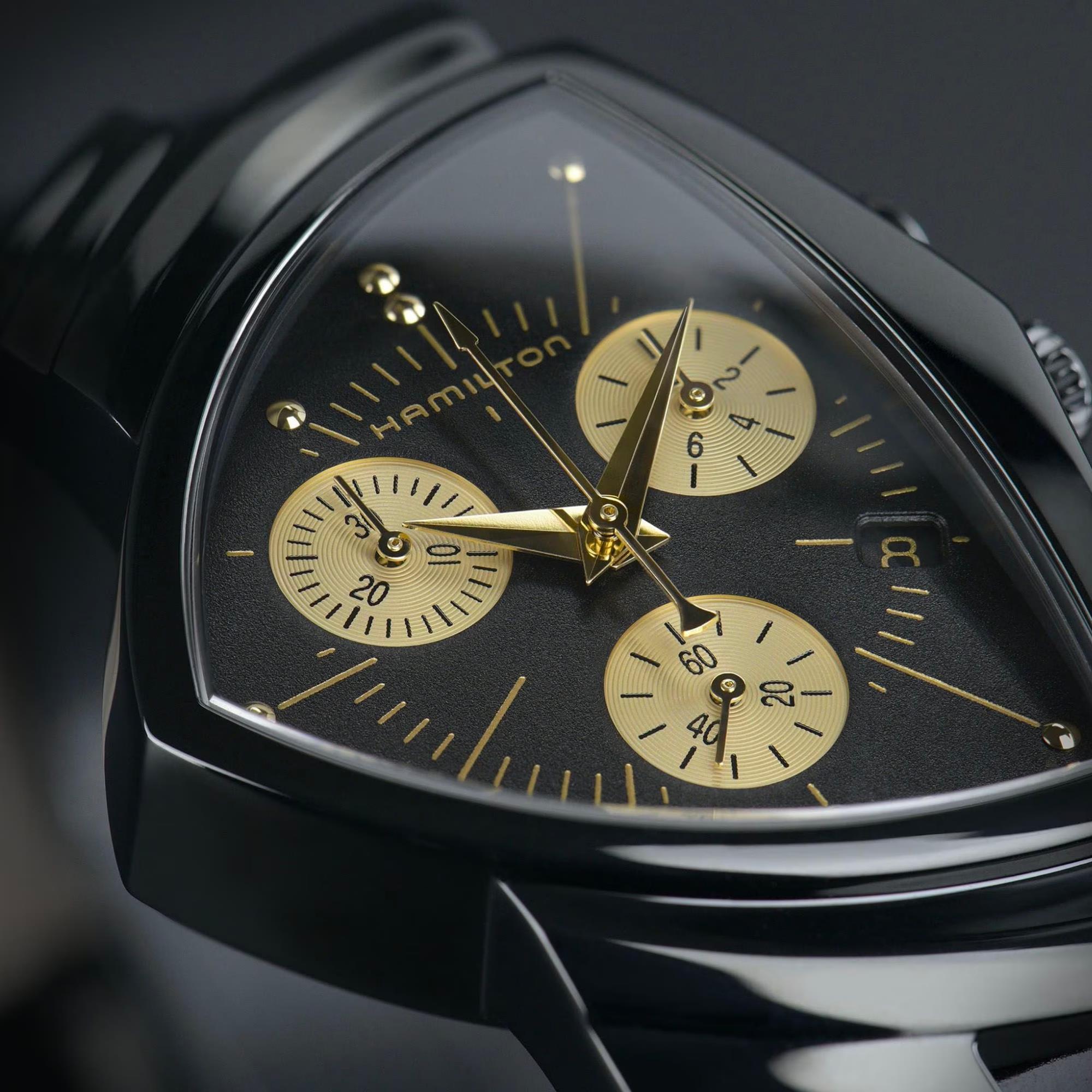 Hamilton Ventura Special Edition Black Gold Quartz Chronograph Black Dial Men's Watch H24402730