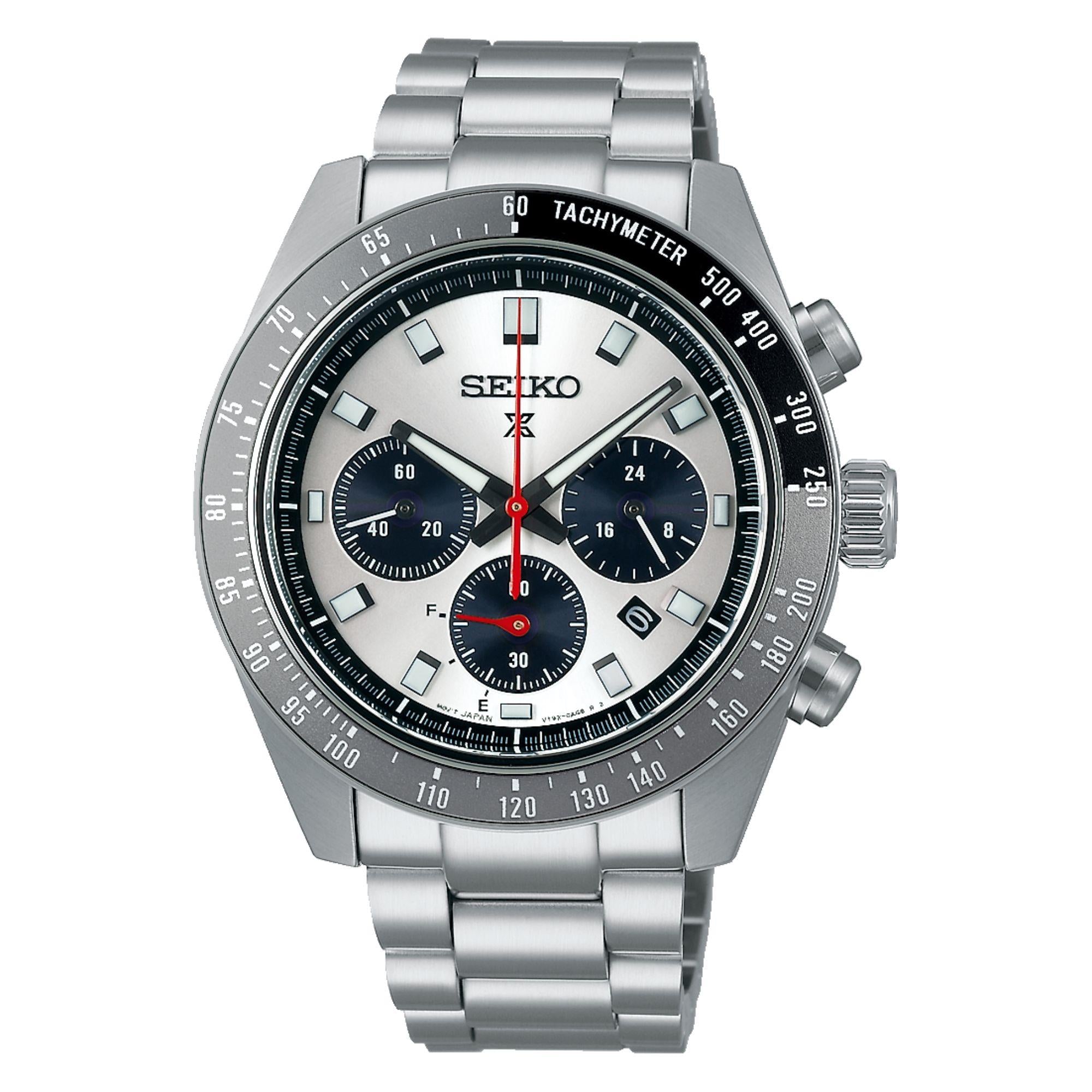Seiko Prospex Speedtimer Go Large Solar Chronograph Silver Dial Stainless Steel Bracelet Men's Watch SSC911P1