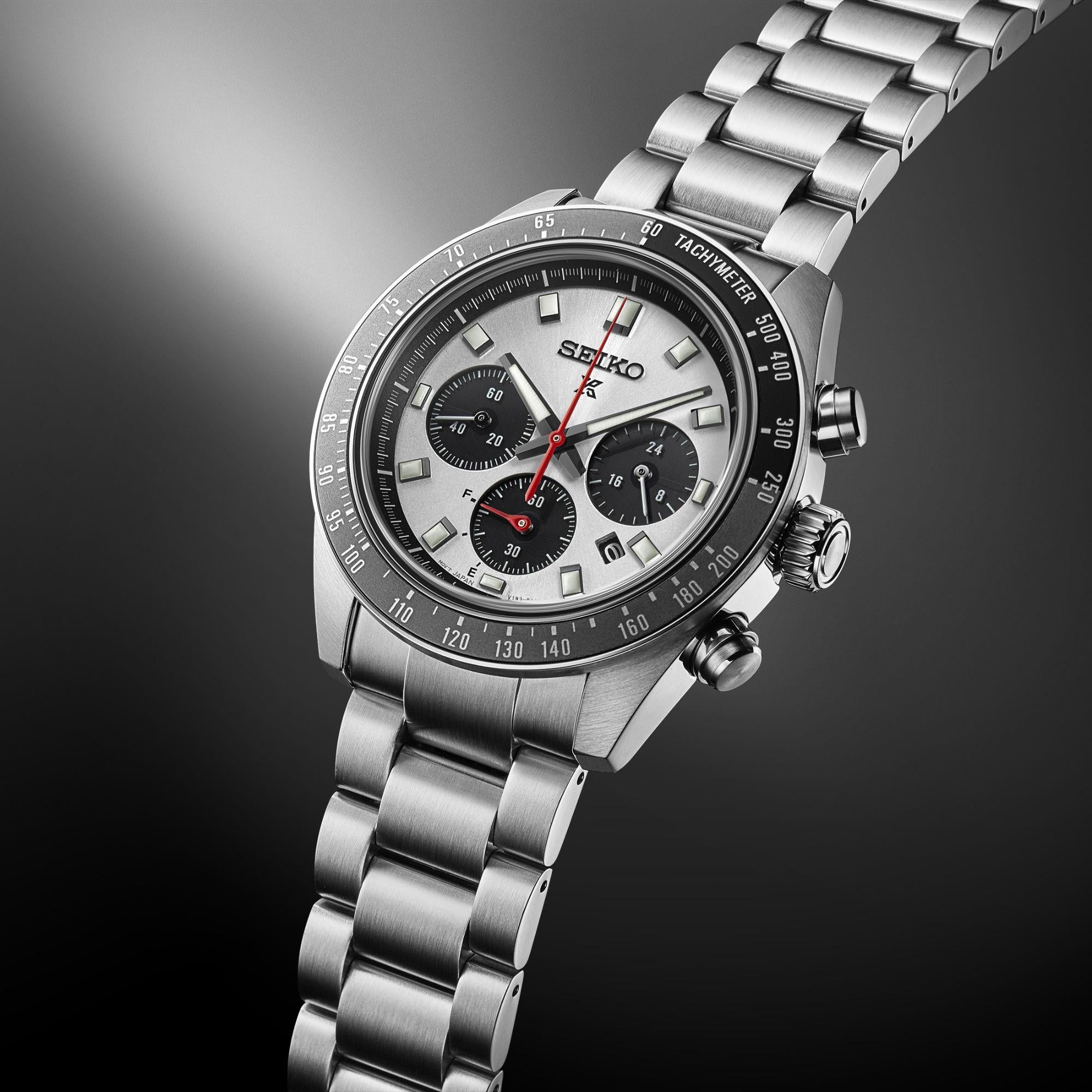 Seiko Prospex Speedtimer Go Large Solar Chronograph Silver Dial Stainless Steel Bracelet Men's Watch SSC911P1