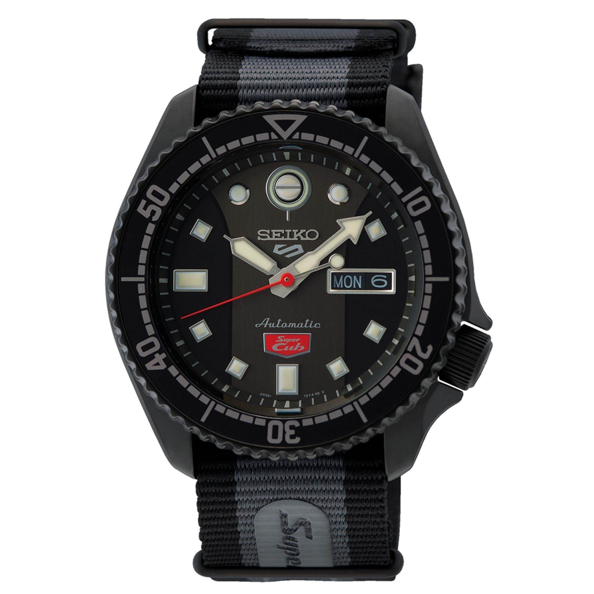 Seiko 5 Sports Limited Edition Honda "Super Cub" Grey Dial Grey Nato Strap Men's Watch SRPJ75K1