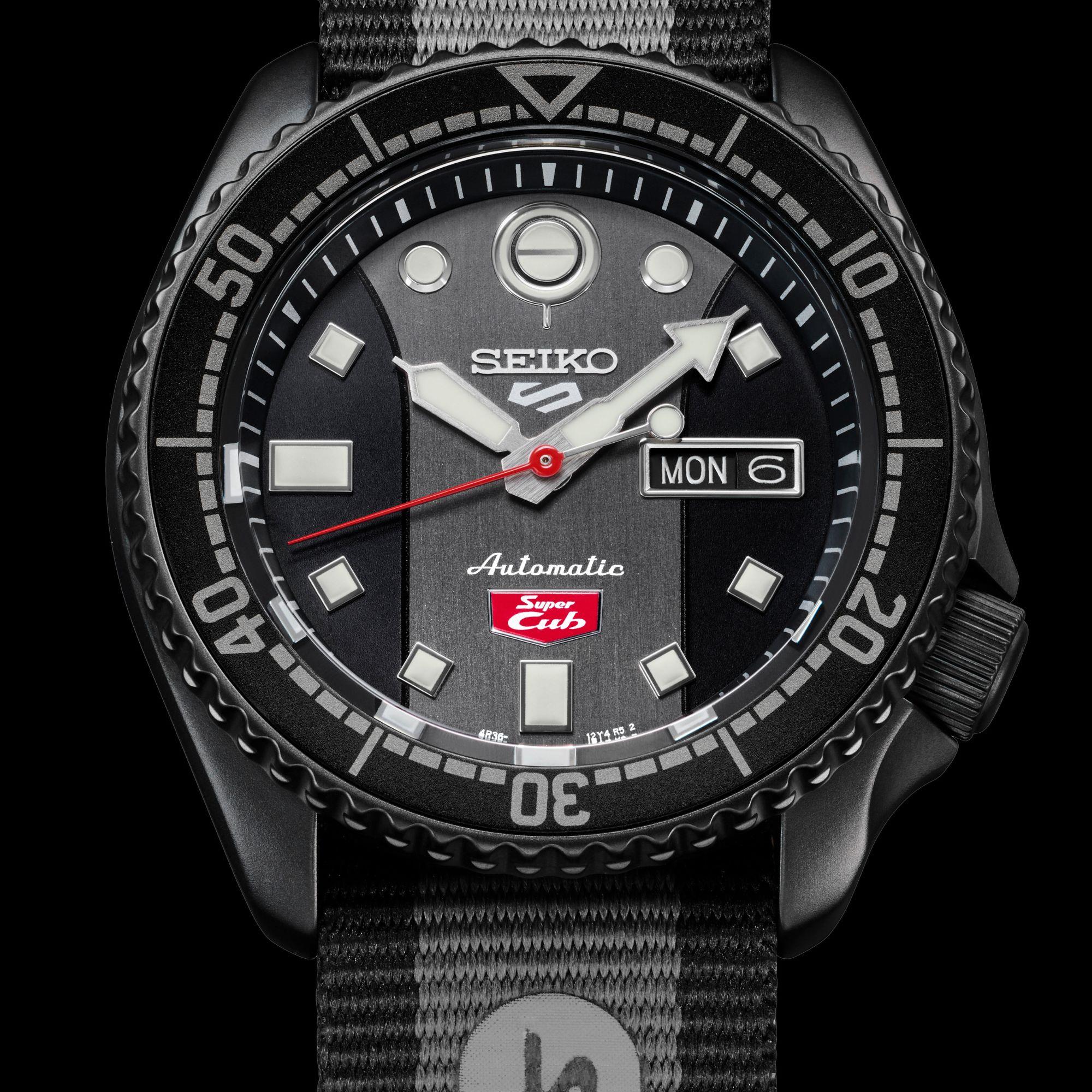 Seiko 5 Sports Limited Edition Honda "Super Cub" Grey Dial Grey Nato Strap Men's Watch SRPJ75K1
