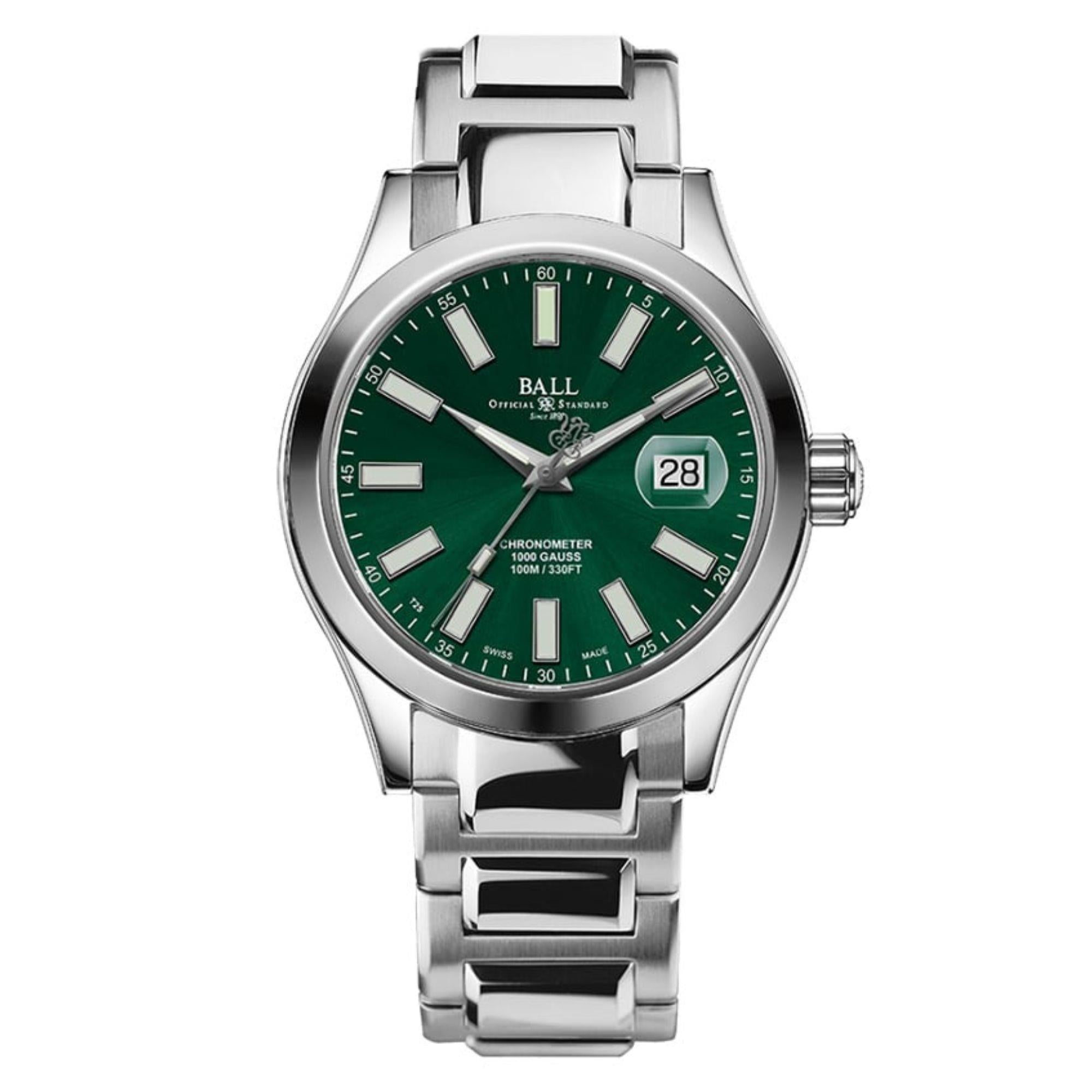 Ball Engineer III Marvelight Chronometer Green Dial Stainless Steel Bracelet Mens Watch NM9026C-S6CJ-GR