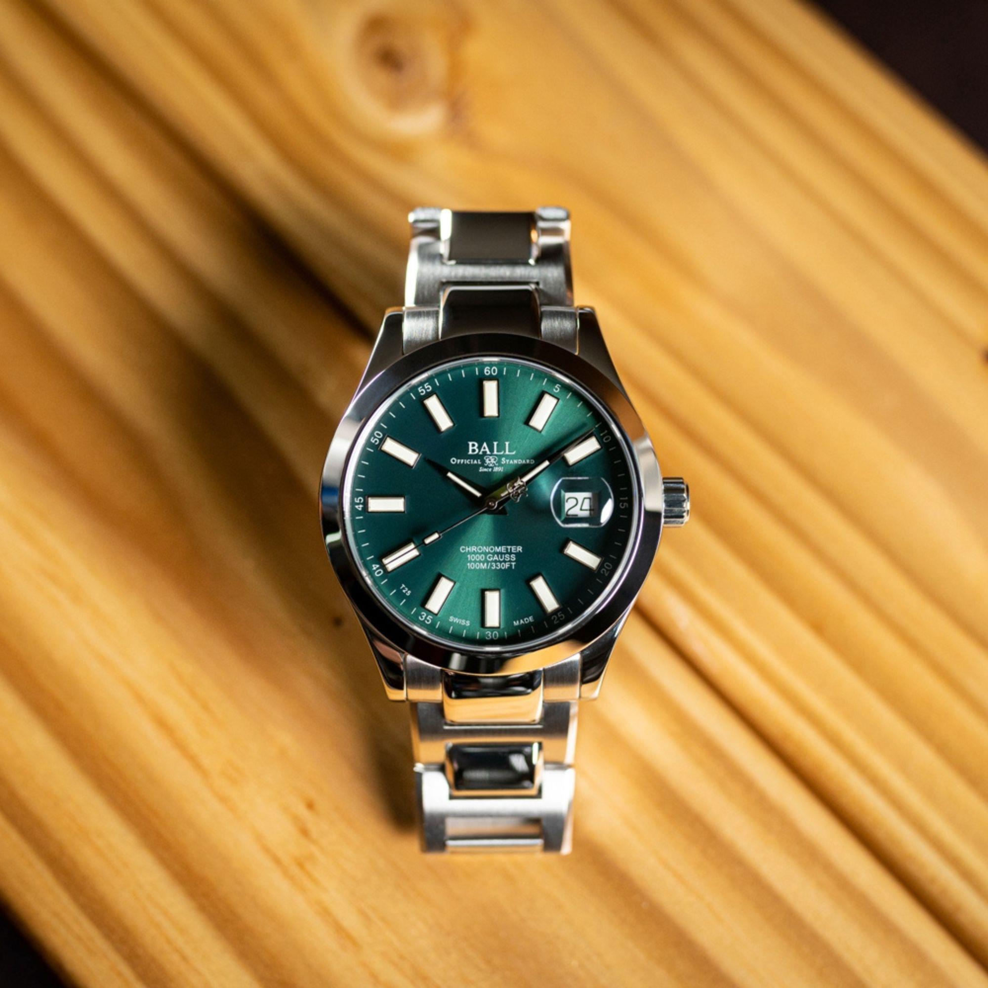 Ball Engineer III Marvelight Chronometer Green Dial Stainless Steel Bracelet Mens Watch NM9026C-S6CJ-GR