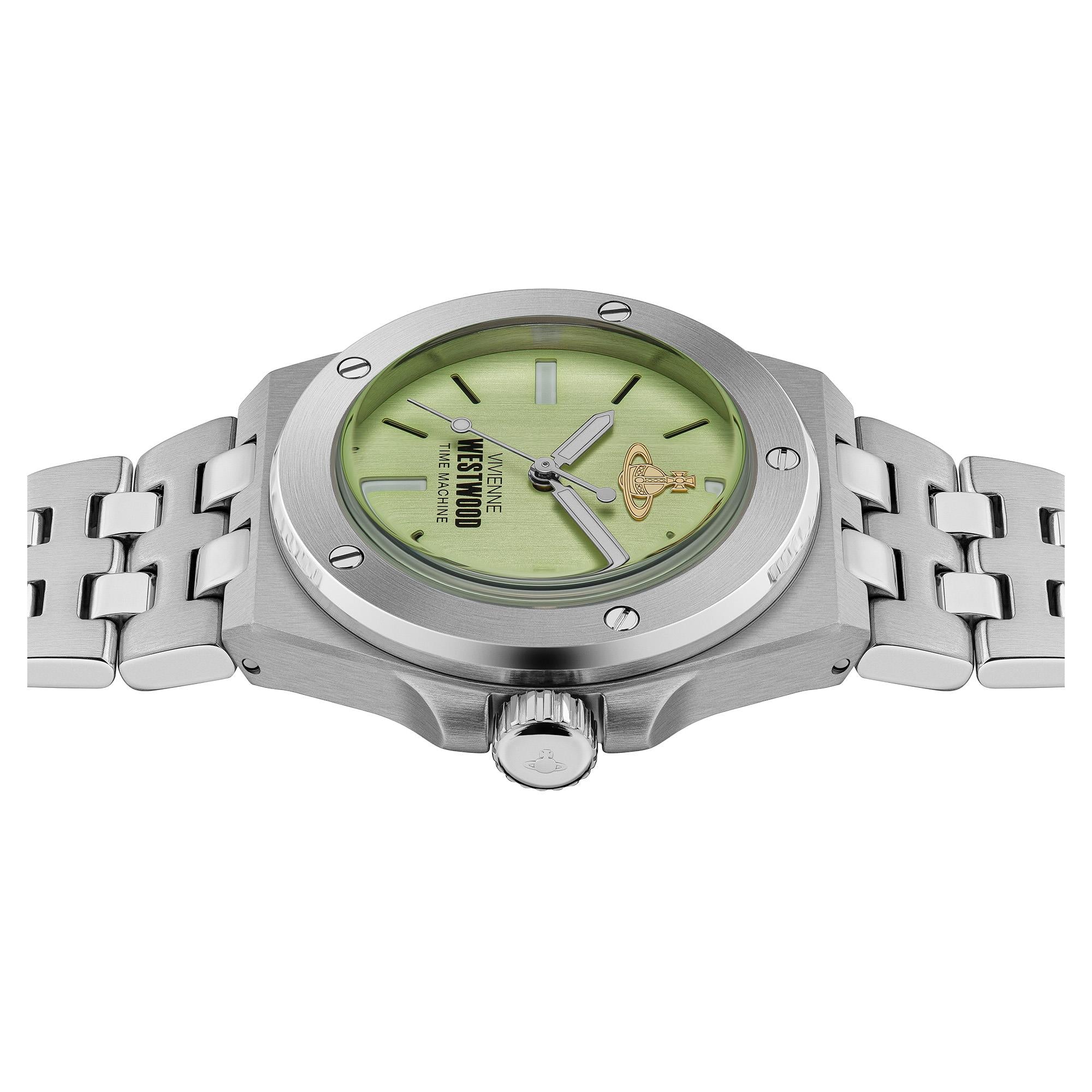 Vivienne Westwood Leamouth Green Dial Stainless Steel Bracelet Unisex Watch VV271GRSL
