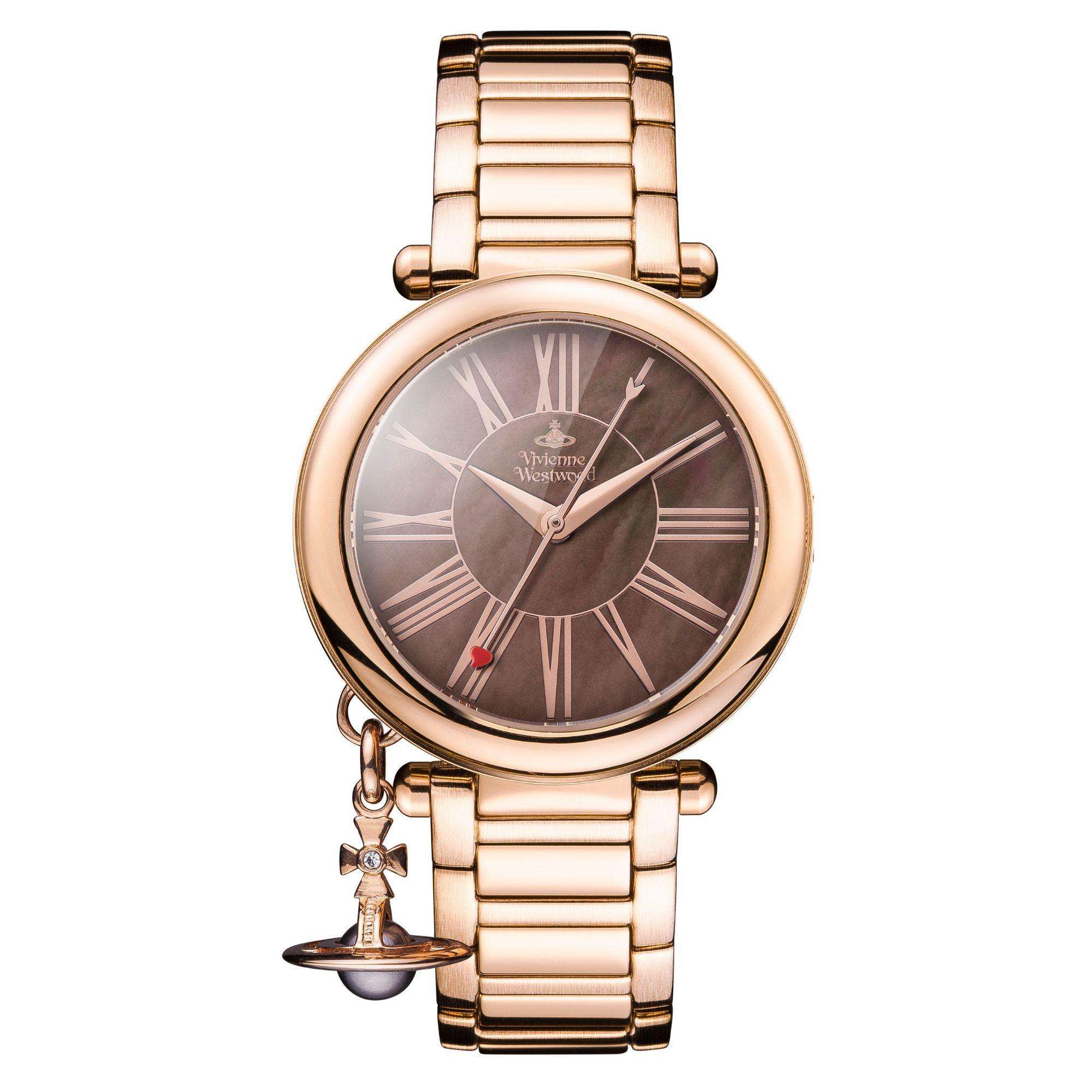 Viivienne Westwood Mother Orb Brown Dial Rose Gold Stainless Steel Bracelet Ladies Watch VV006PBRRS
